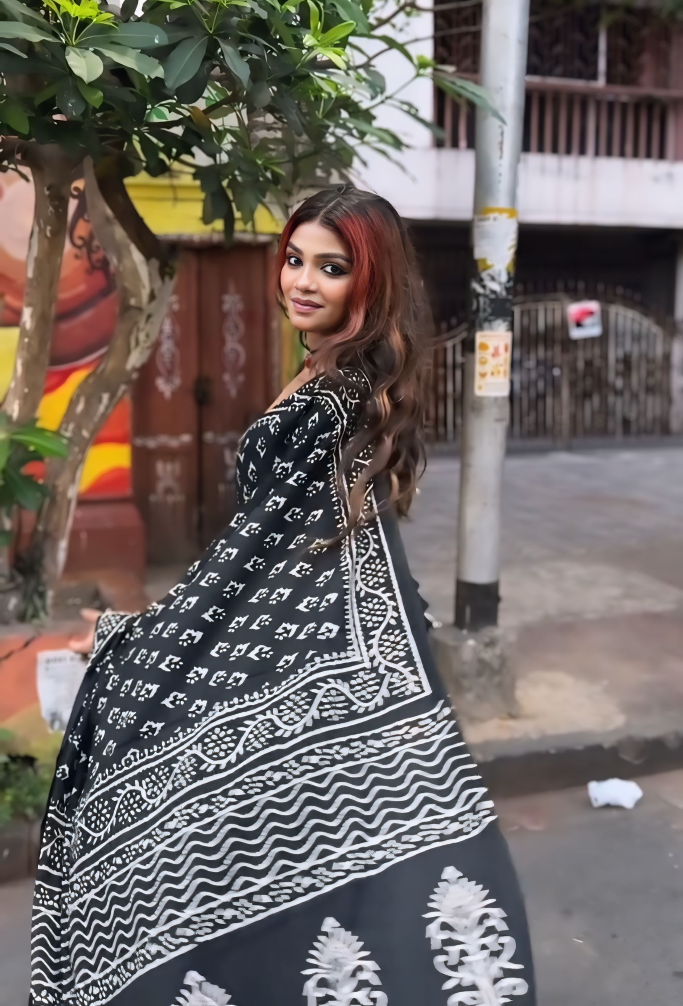 One Minute Ready To Wear Pure Soft Linen Silk Black Saree