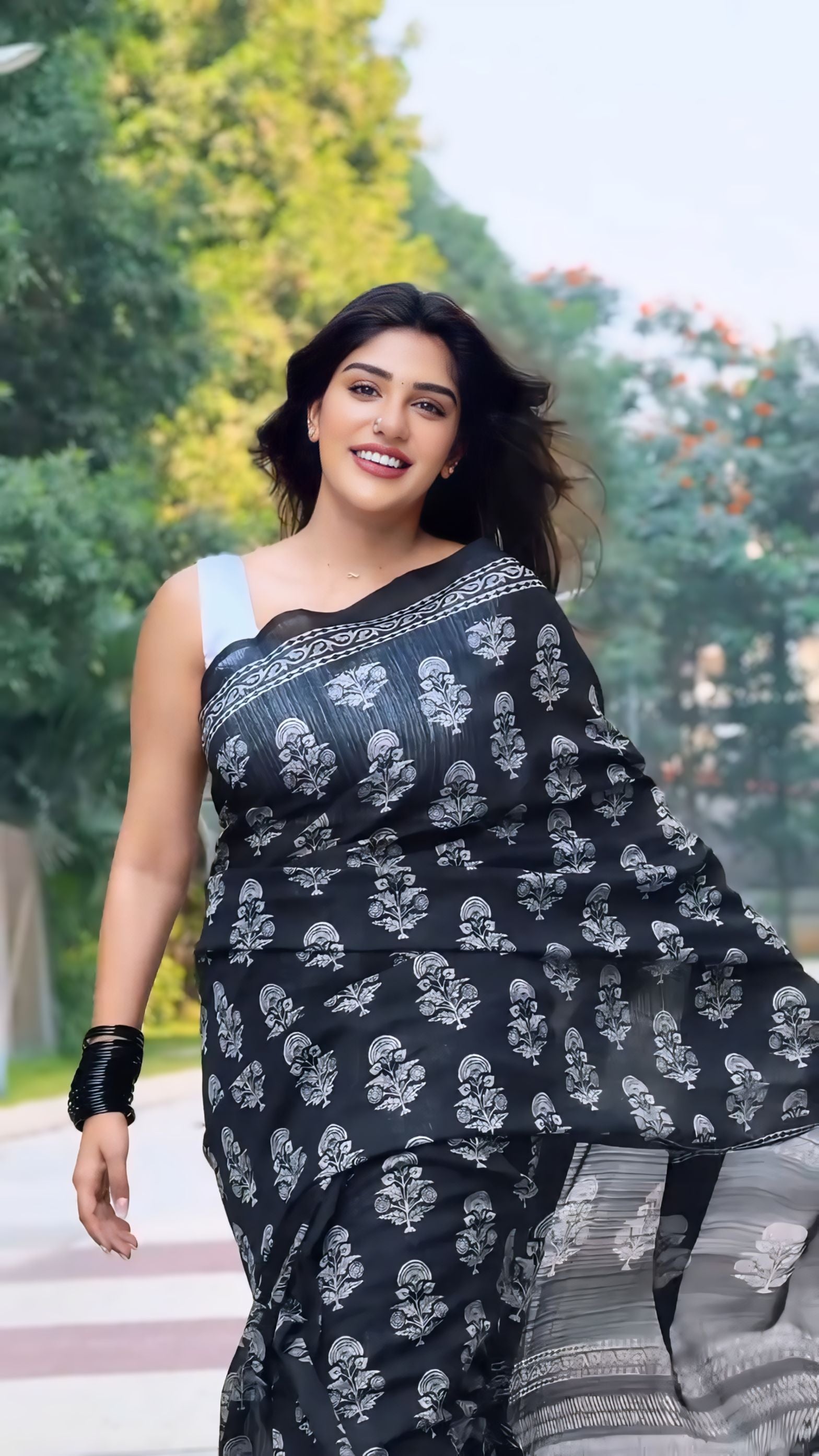 One Minute Ready To Wear Black Georgette Silk Saree