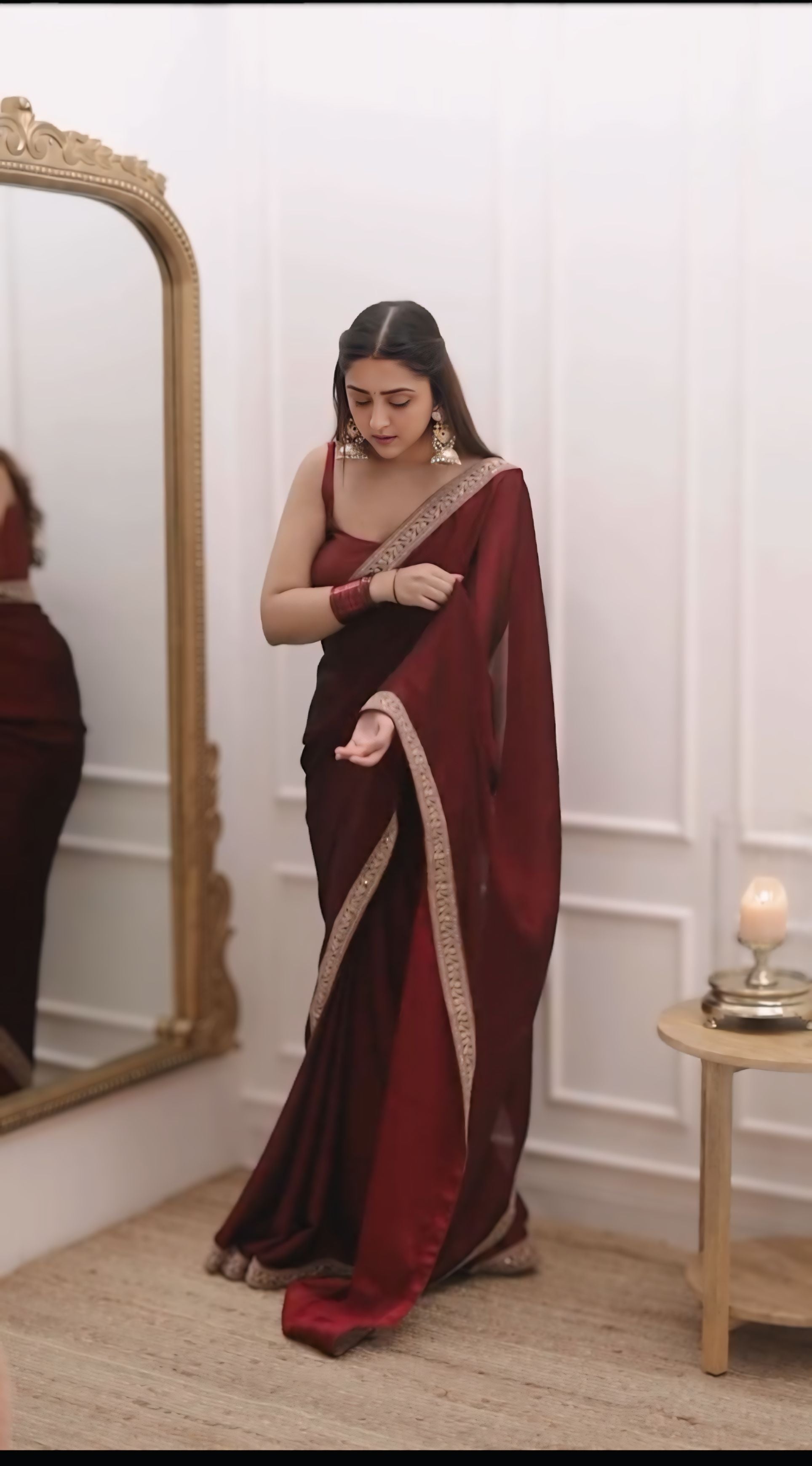 One Minute Ready To Wear New Collection Party Wear Fancy Saree With Stitch Blouse