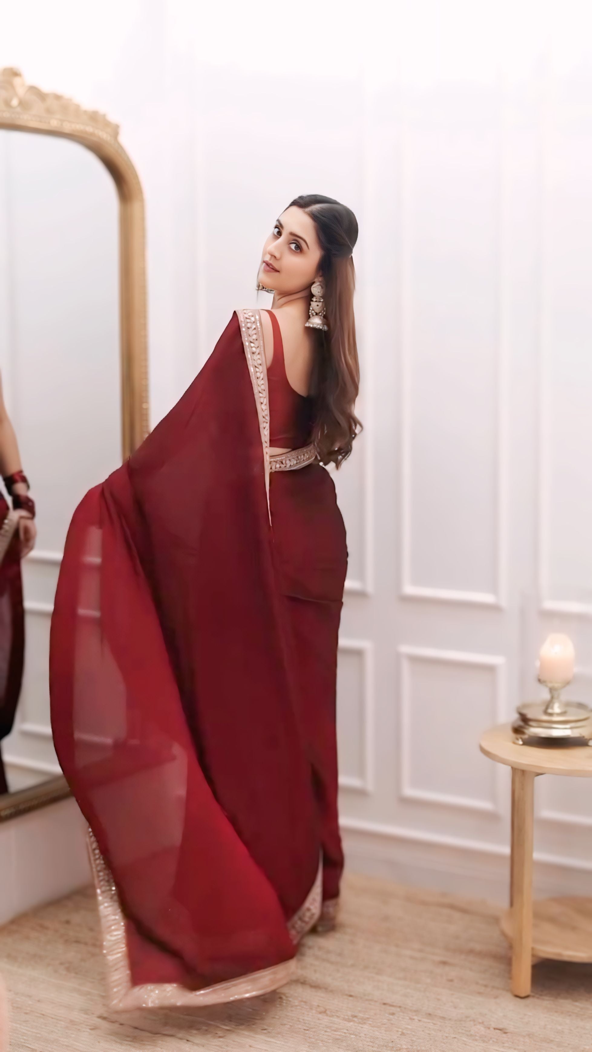 One Minute Ready To Wear New Collection Party Wear Fancy Saree With Stitch Blouse