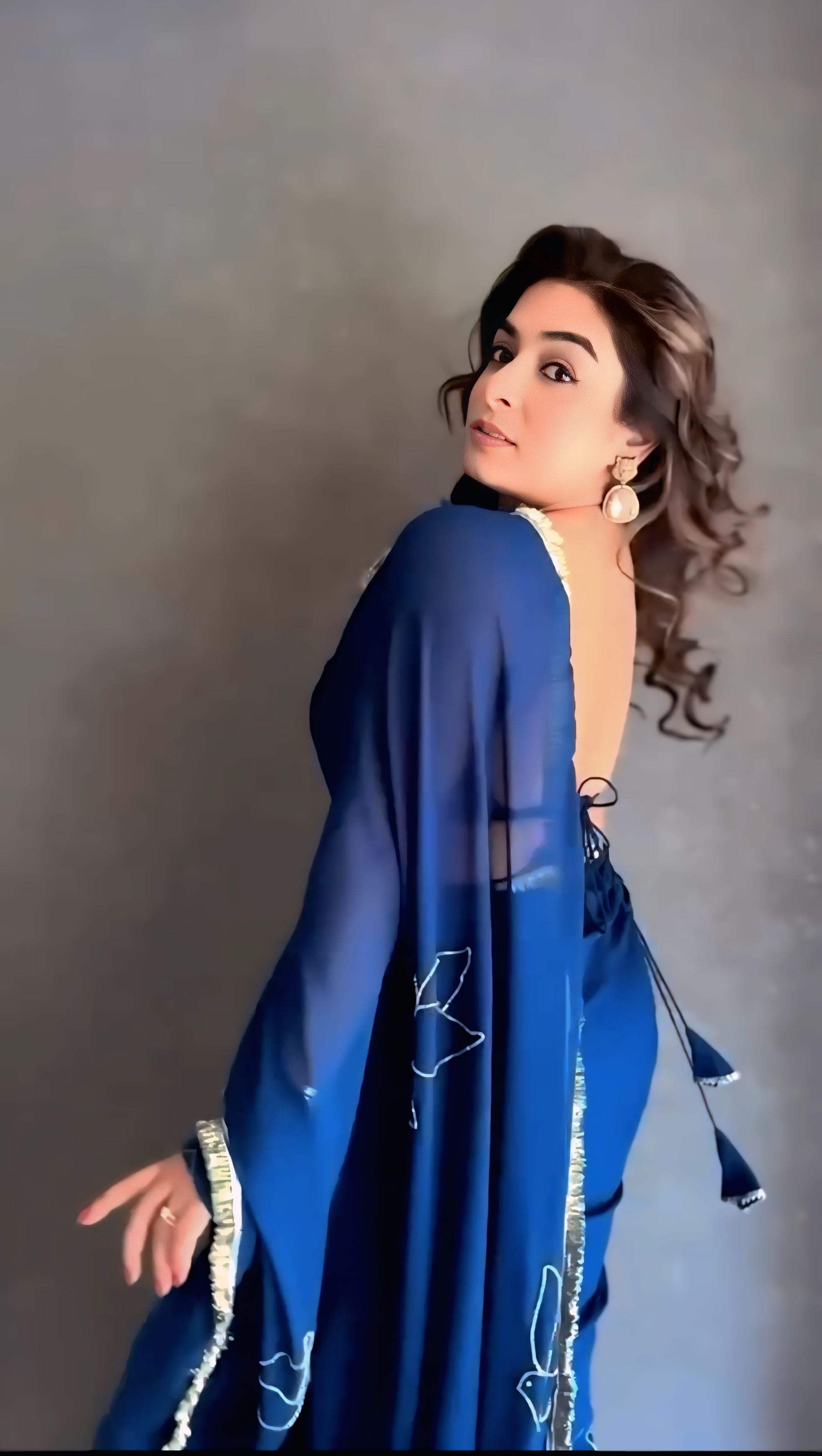 One Minute Ready To Wear Blue Havy Organza Silk Febric Saree With Stitch Blouse