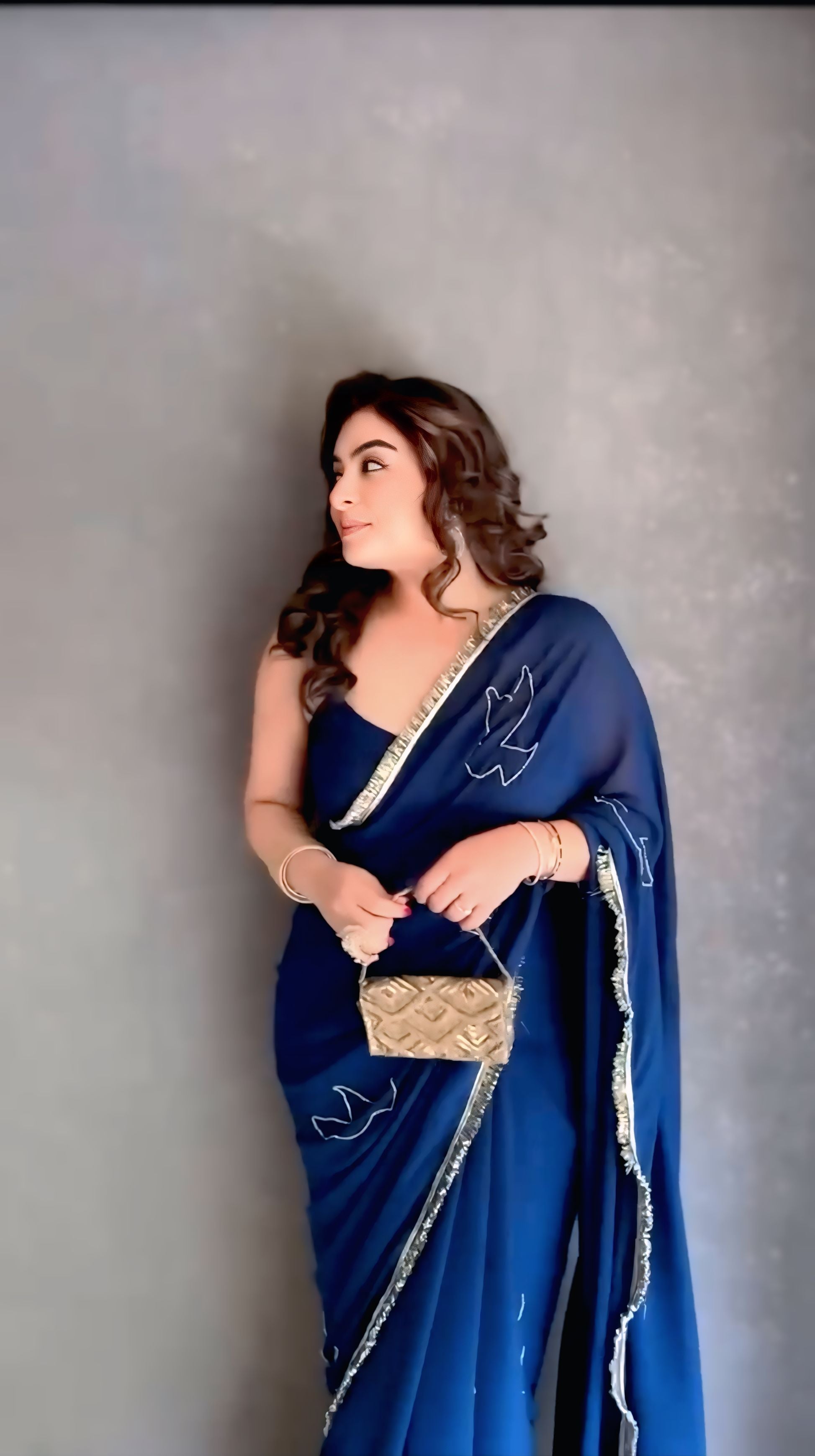 One Minute Ready To Wear Blue Havy Organza Silk Febric Saree With Stitch Blouse