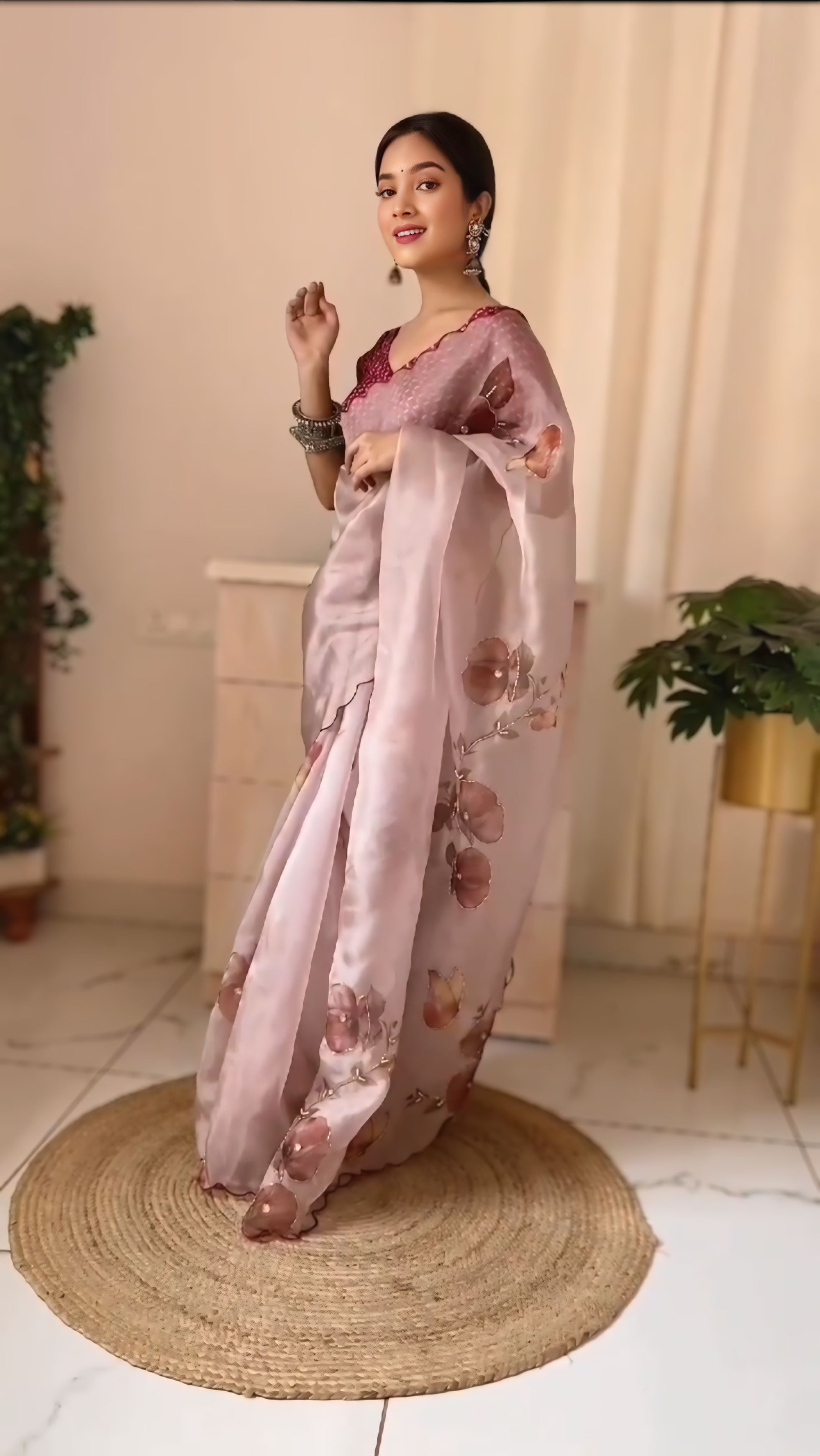 One Minute Ready To Wear Soft Organza Silk Saree