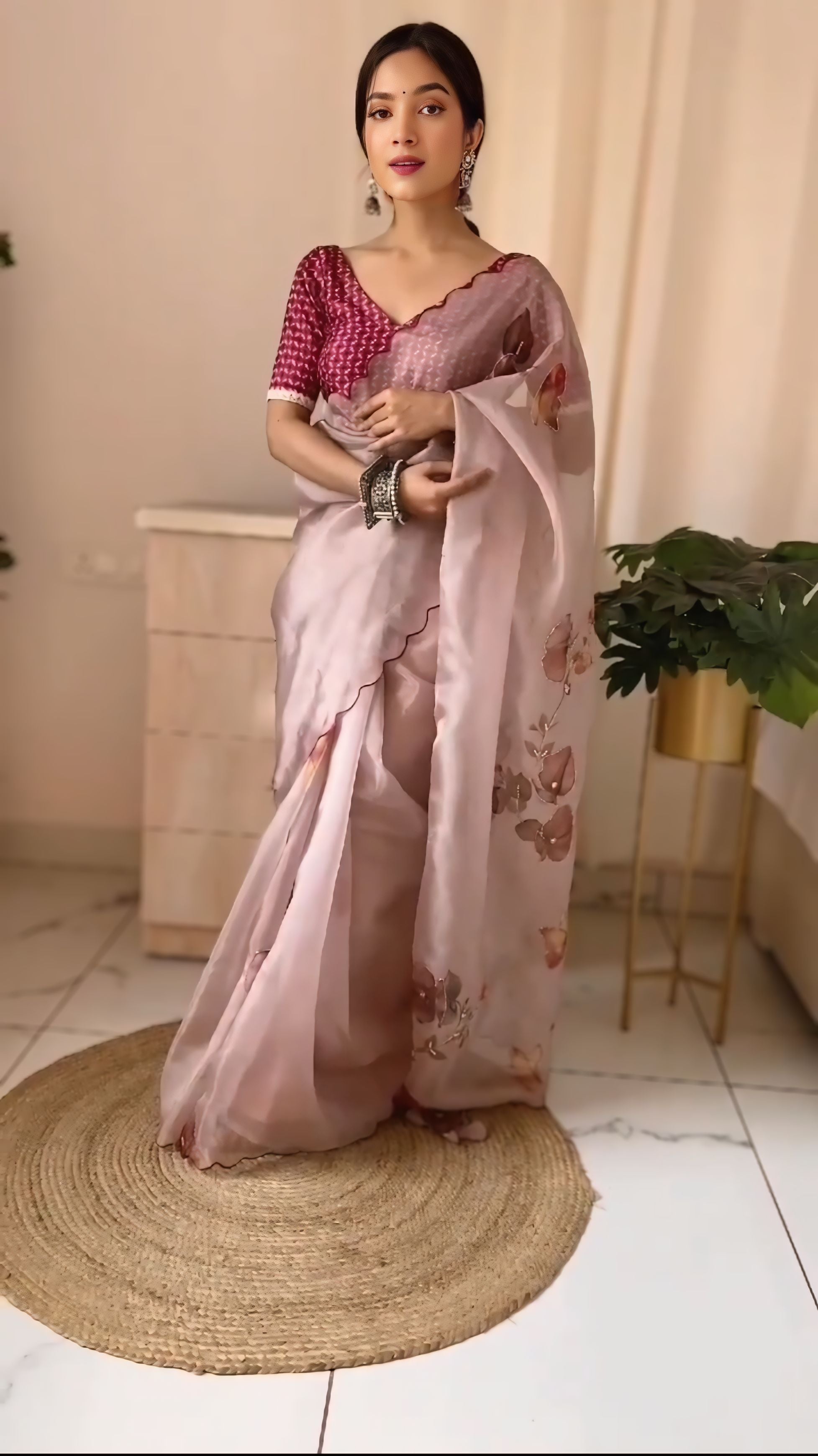 One Minute Ready To Wear Soft Organza Silk Saree