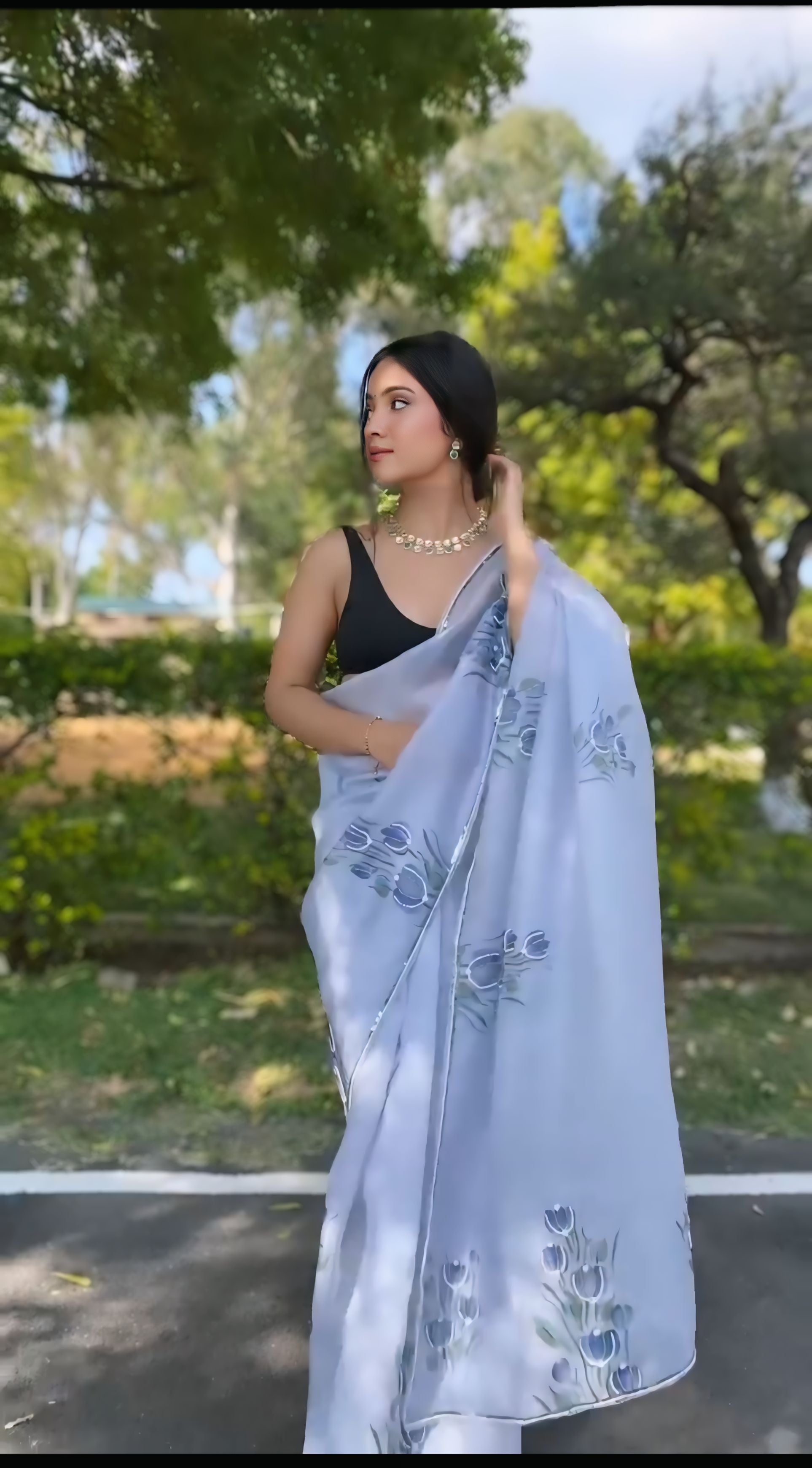 One Minute Ready To Wear Pure Soft Imported Organza Satin Silk Saree