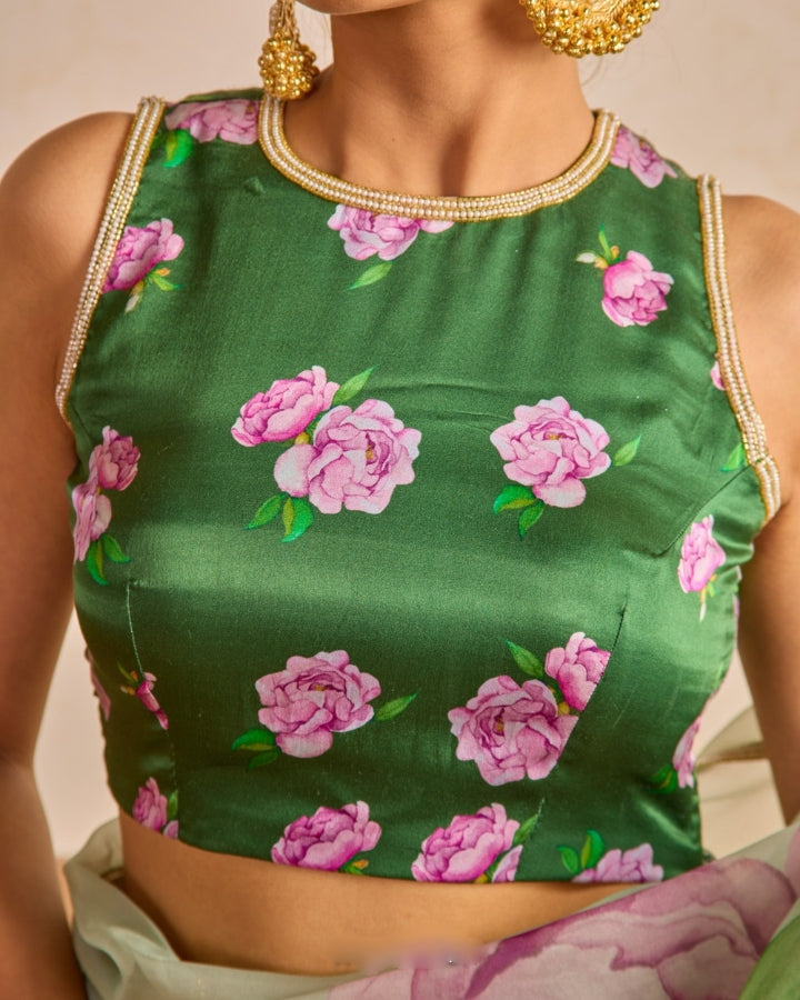 One Minute Ready To Wear Pista Green Inimitable Organza Silk Saree