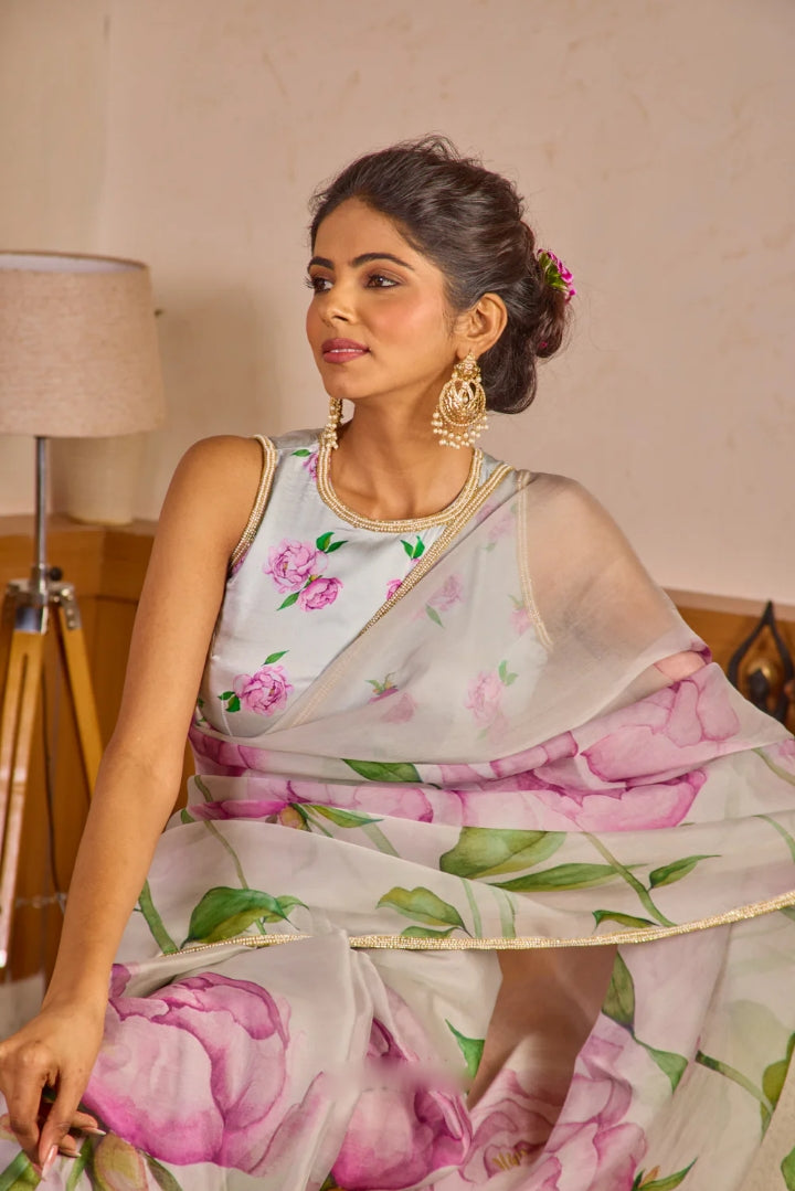 One Minute Ready To Wear Light Purple Inimitable Organza Silk Saree