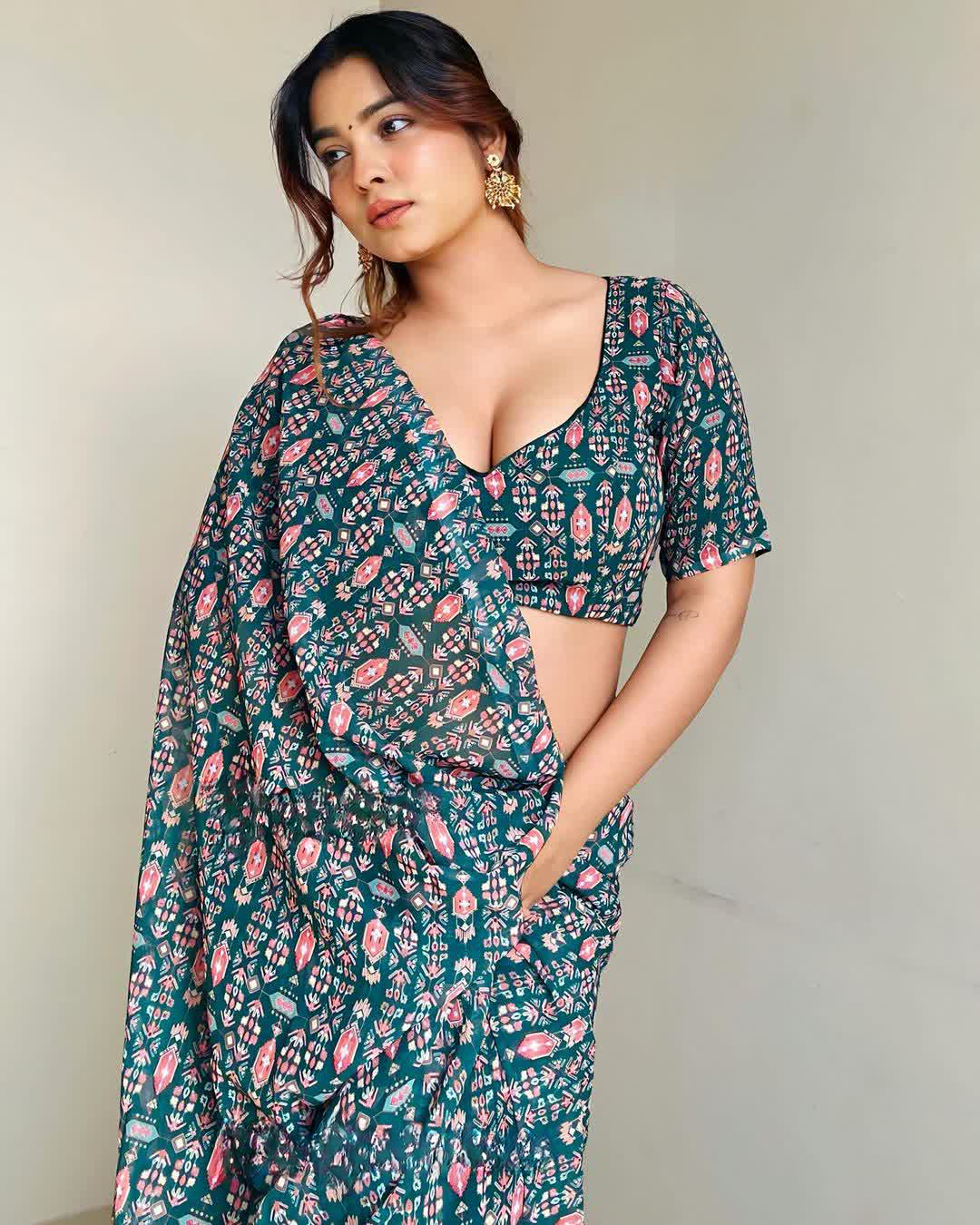 One Minute Ready To Wear Classic beauty Printed Saree