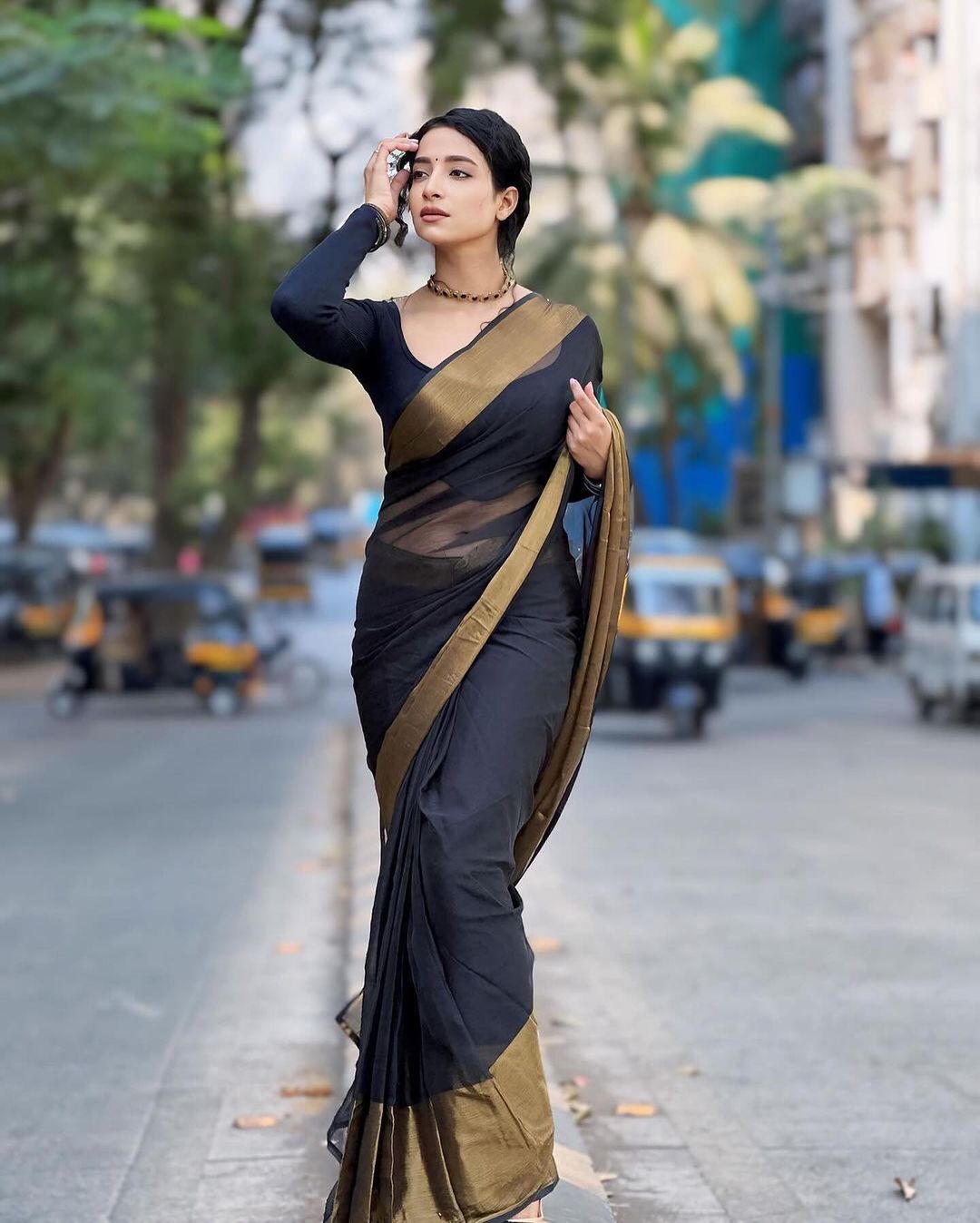 One Minute Ready To Wear Dazzling Elegance Soft Chiffon Silk Saree