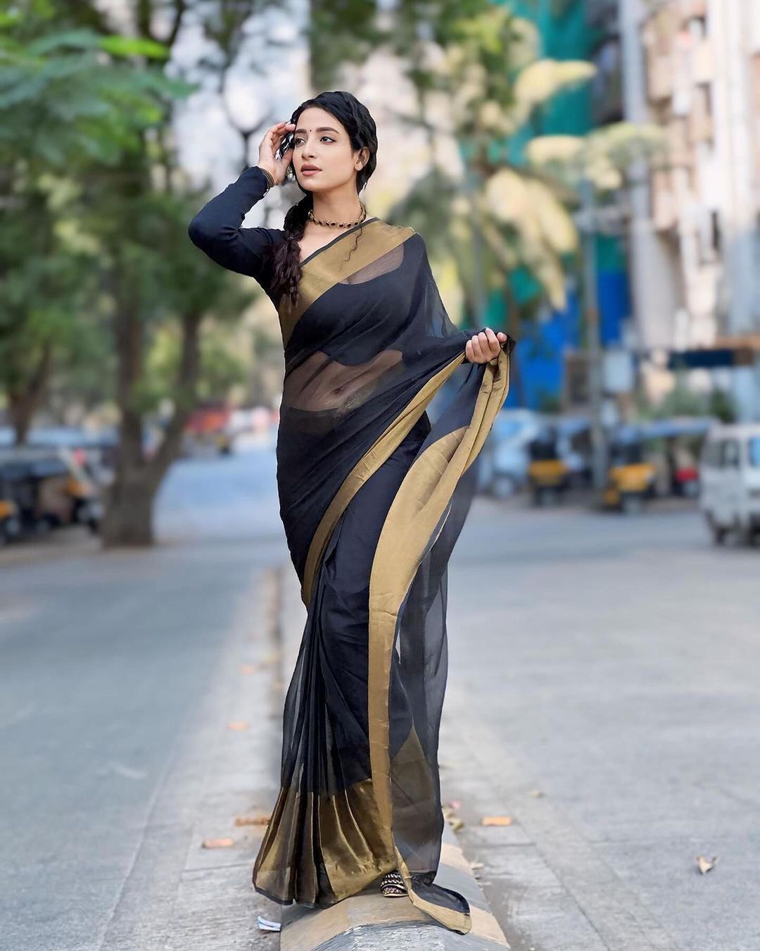 One Minute Ready To Wear Dazzling Elegance Soft Chiffon Silk Saree