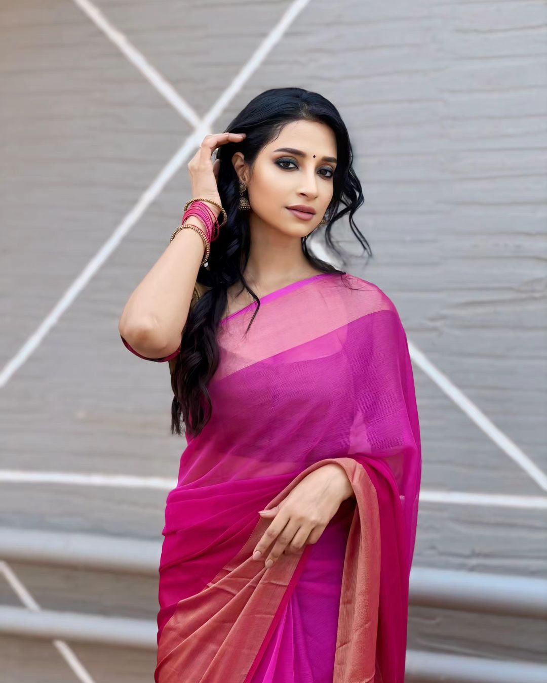 One Minute Ready To Wear Elegant Rose  Ensemble Soft Chiffon Silk Saree