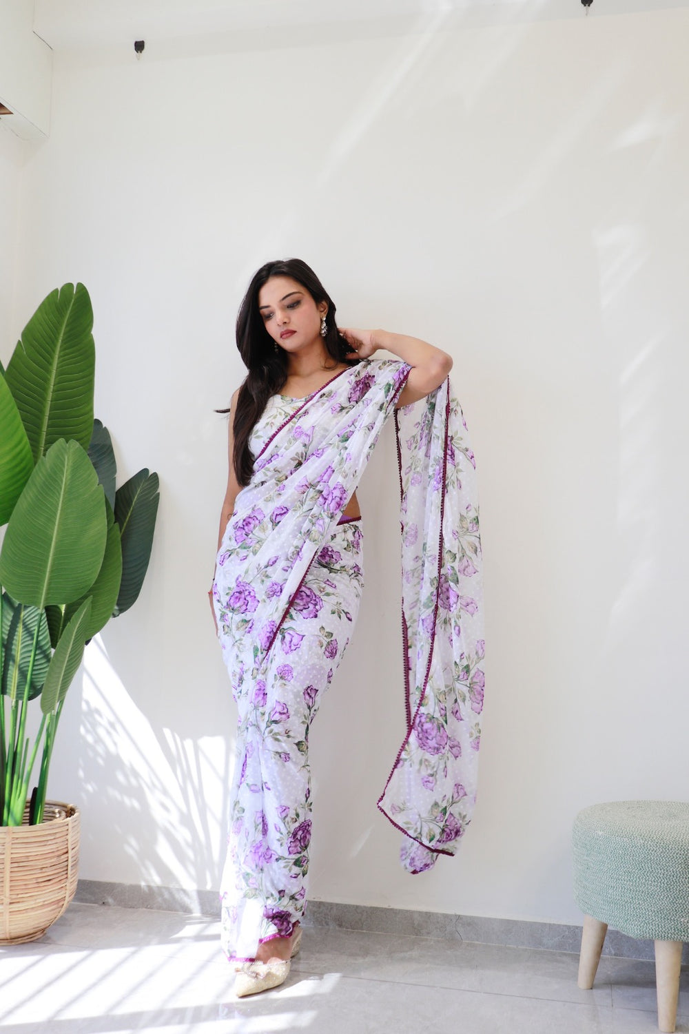 One Minute Ready To Wear  Floral Elegance Delight Saree