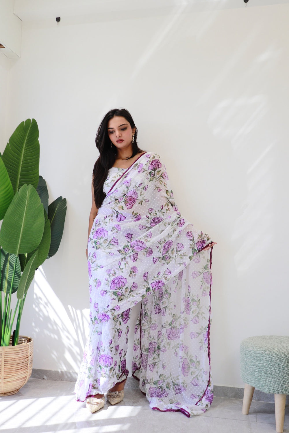 One Minute Ready To Wear  Floral Elegance Delight Saree