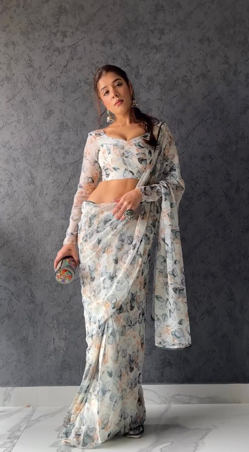 One Minute Ready To Wear Floral Elegance Blossom Breeze Saree