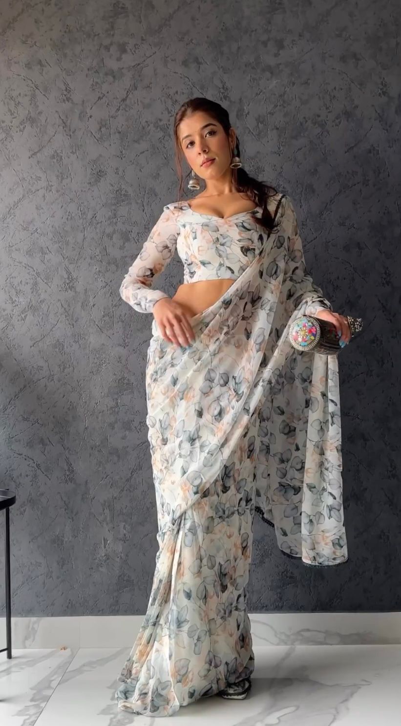 One Minute Ready To Wear Floral Elegance Blossom Breeze Saree