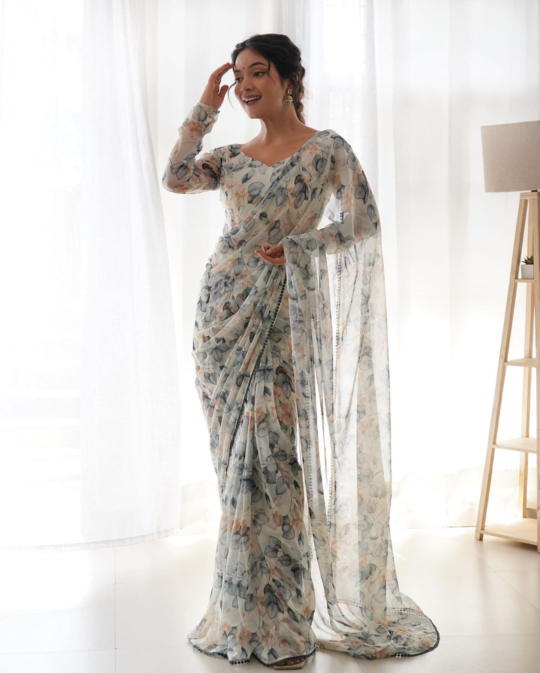 One Minute Ready To Wear Floral Elegance Blossom Breeze Saree