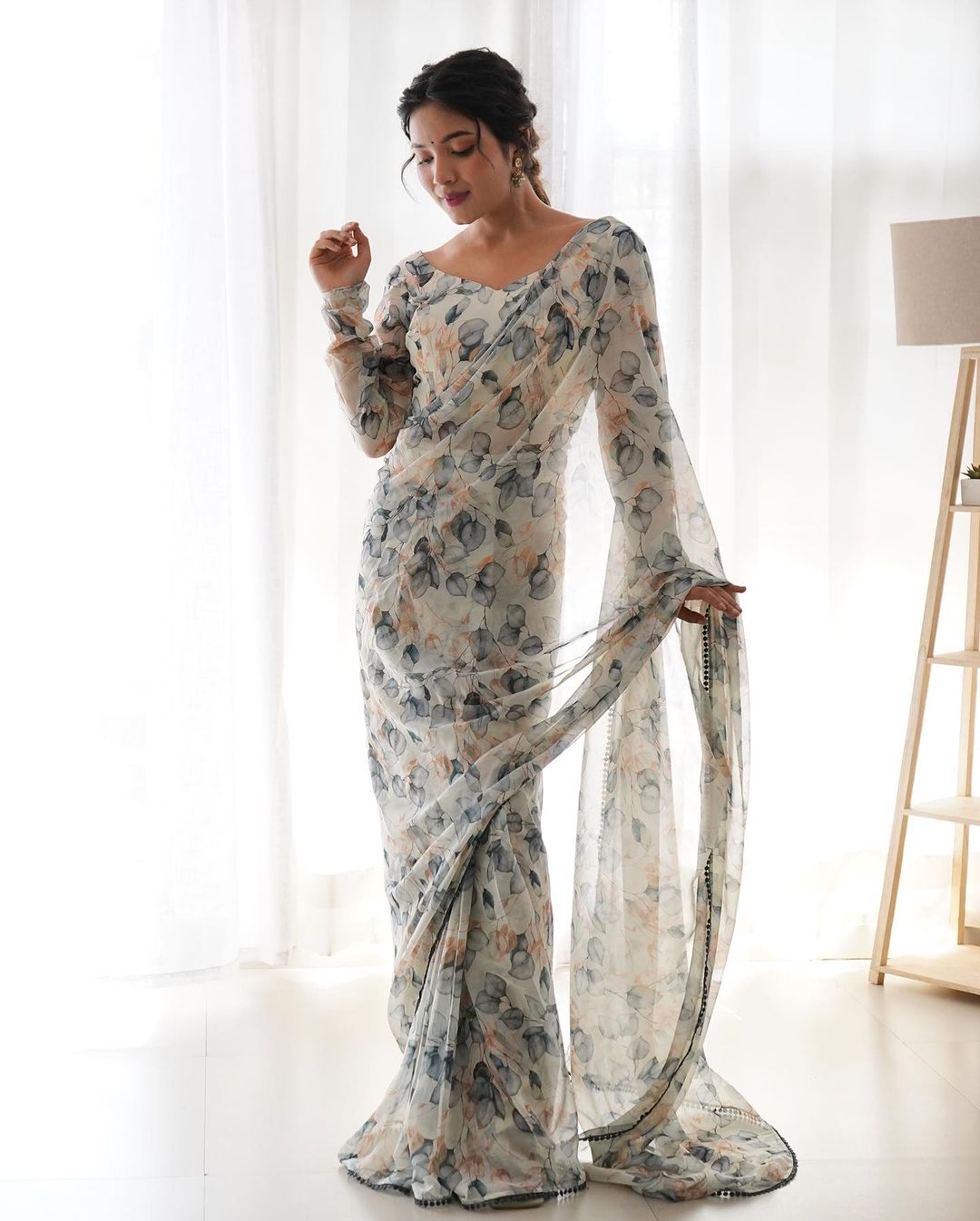 One Minute Ready To Wear Floral Elegance Blossom Breeze Saree