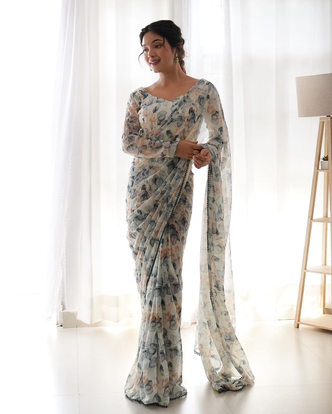 One Minute Ready To Wear Floral Elegance Blossom Breeze Saree