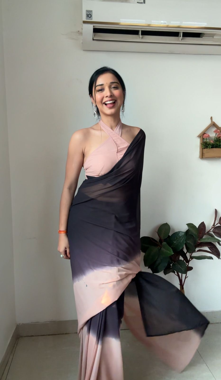 One Minute Ready To Wear Crimson Elegance Saree