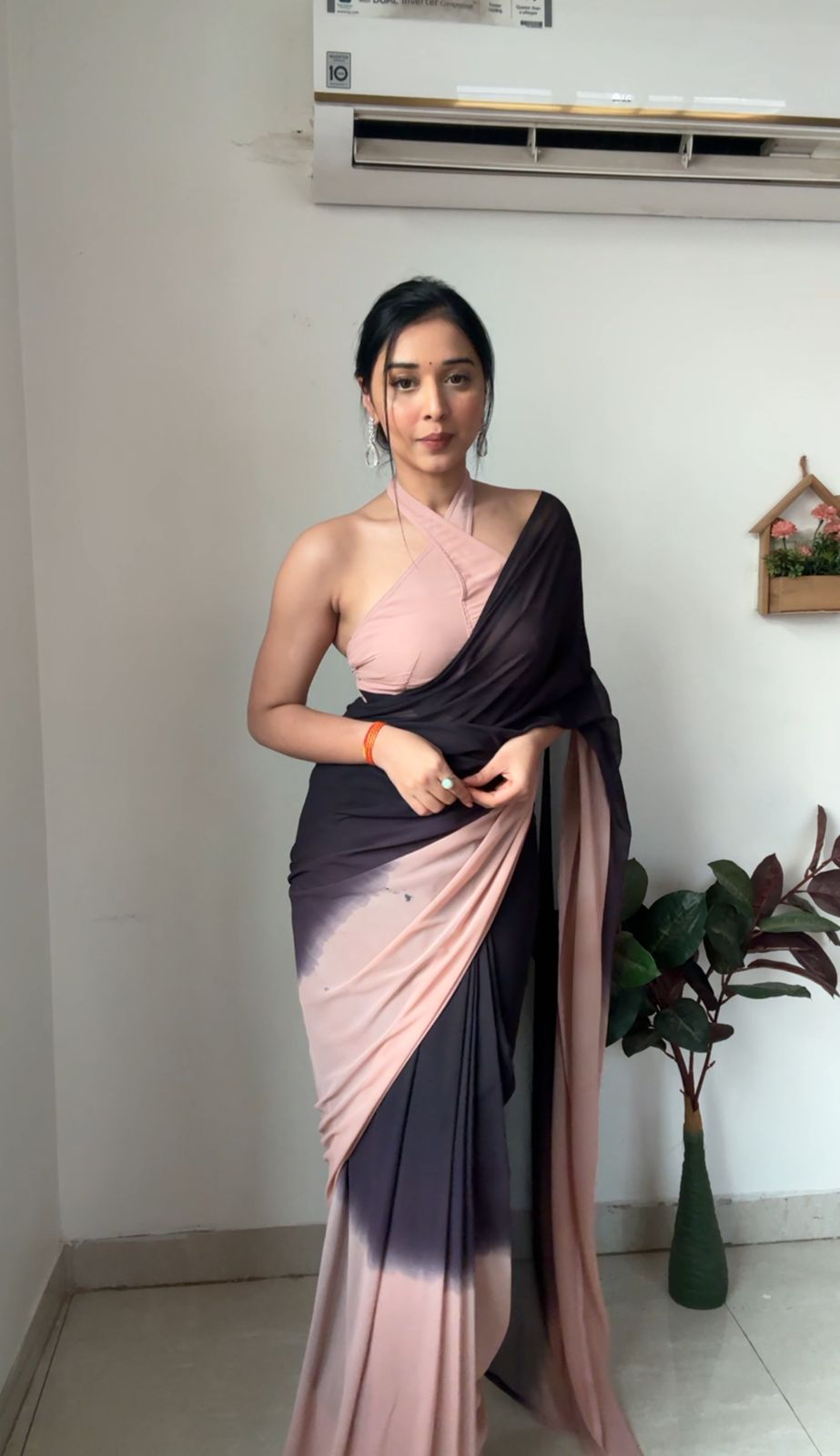 One Minute Ready To Wear Crimson Elegance Saree