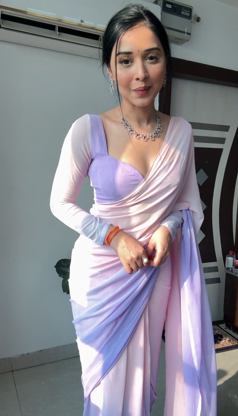 One Minute Ready To Wear Vermilion Charm Saree