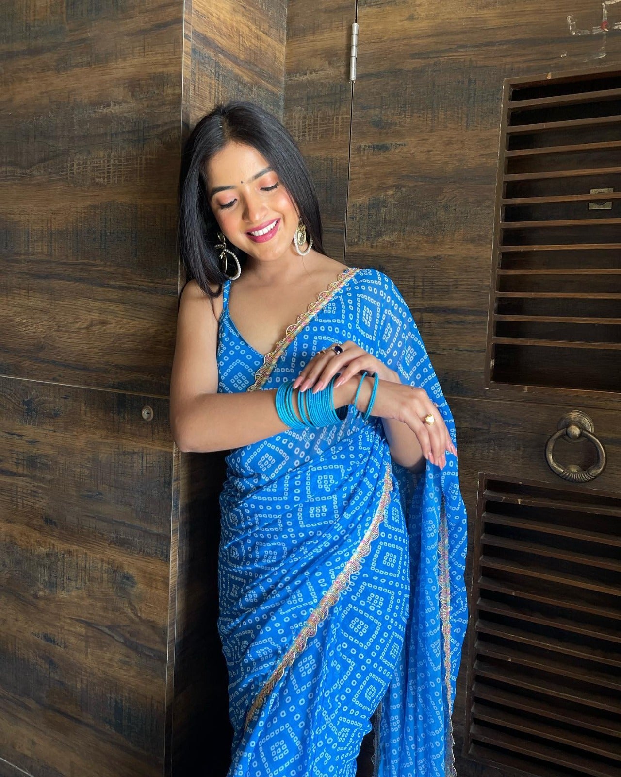 One Minute Ready To Wear Majestic Blue Grace Blushing Blue Saree
