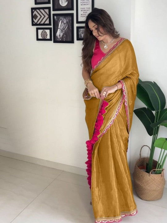 Classy Golden Uppada Tissue Silk Saree