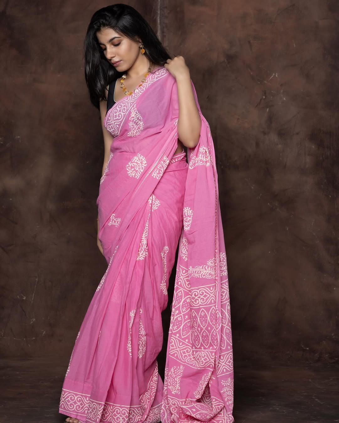 One Minute Ready To Wear Light Pink Color Mulmul Cotton with Pocket Saree