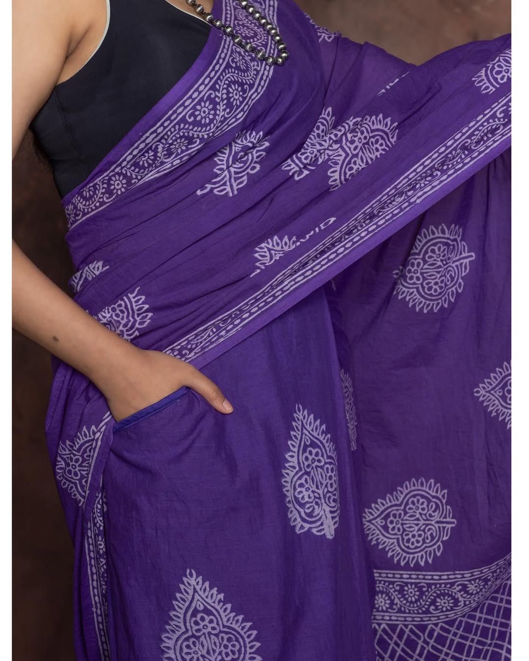 One Minute Ready To Wear Purple Color Mulmul Cotton With Pocket Saree