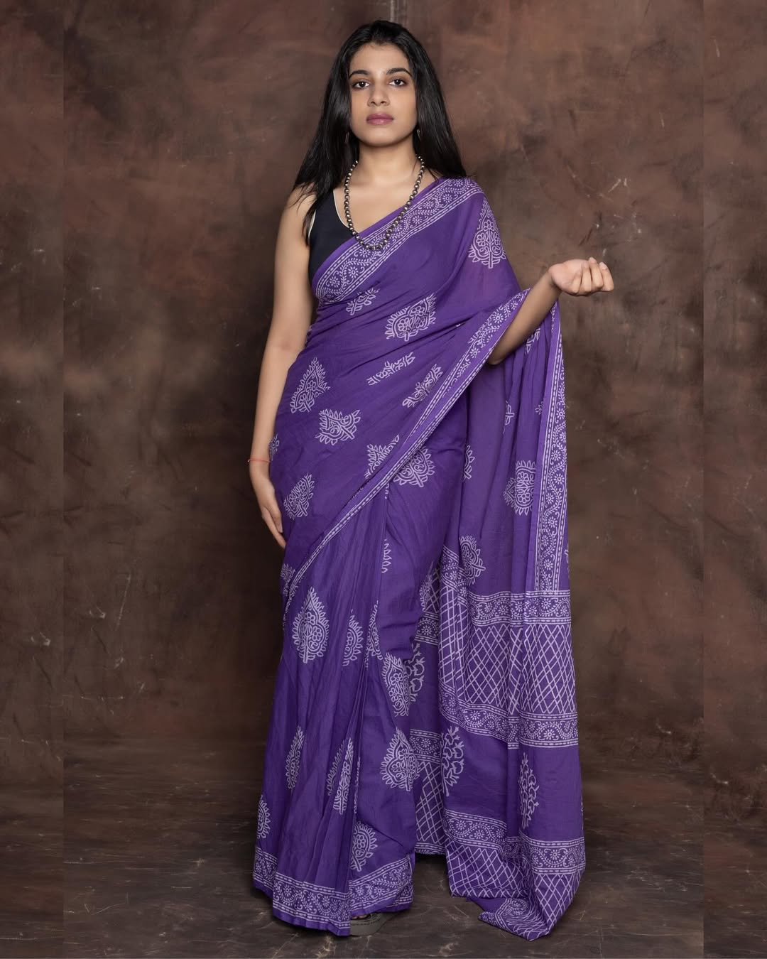 One Minute Ready To Wear Purple Color Mulmul Cotton With Pocket Saree