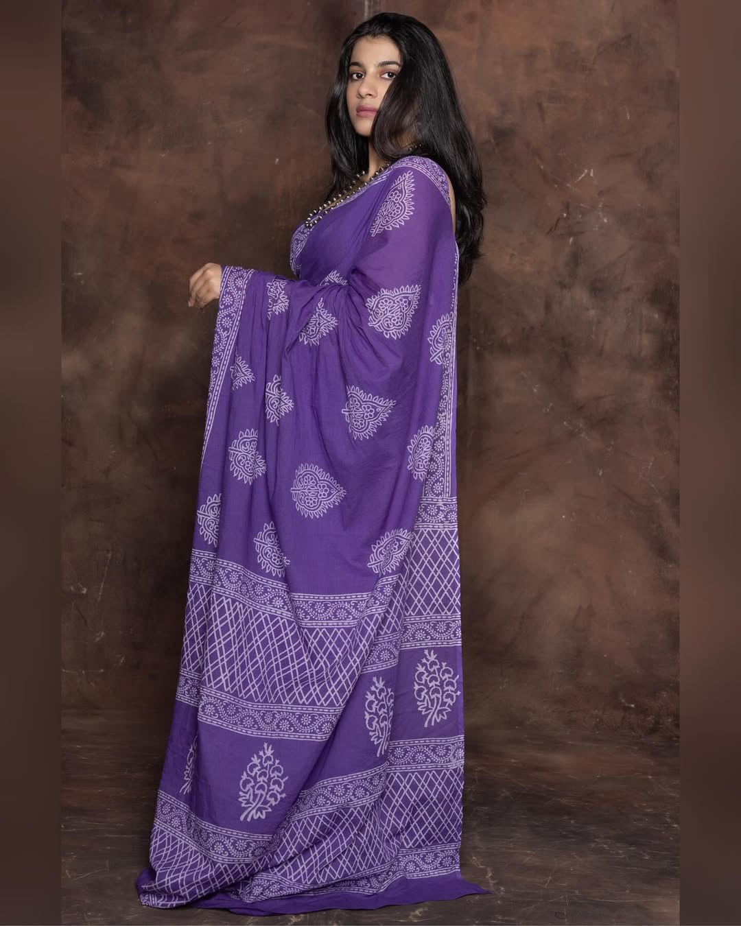 One Minute Ready To Wear Purple Color Mulmul Cotton With Pocket Saree