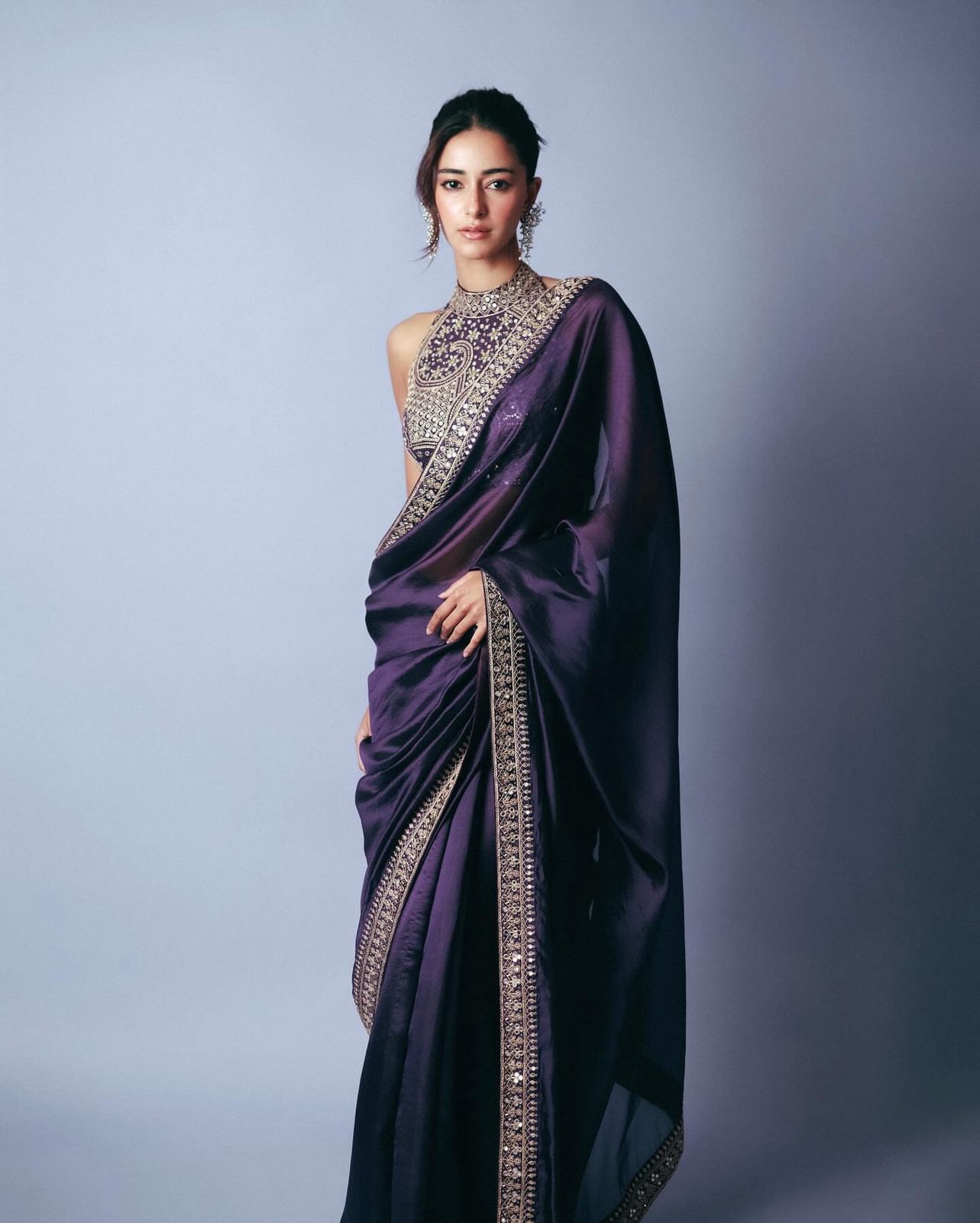One Minute Ready To Wear Purple Soft Ranglolisilk Shiney Bollywood Saree