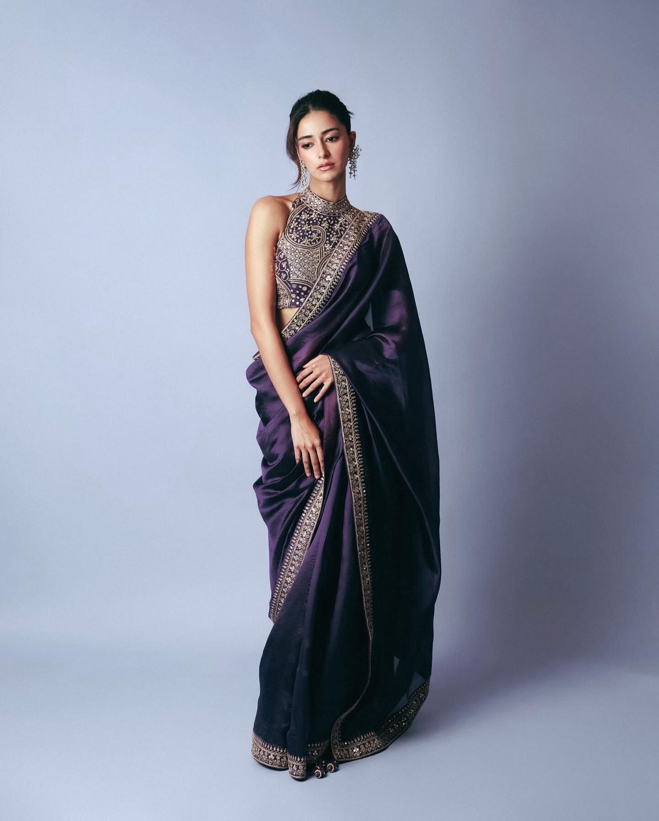 One Minute Ready To Wear Purple Soft Ranglolisilk Shiney Bollywood Saree