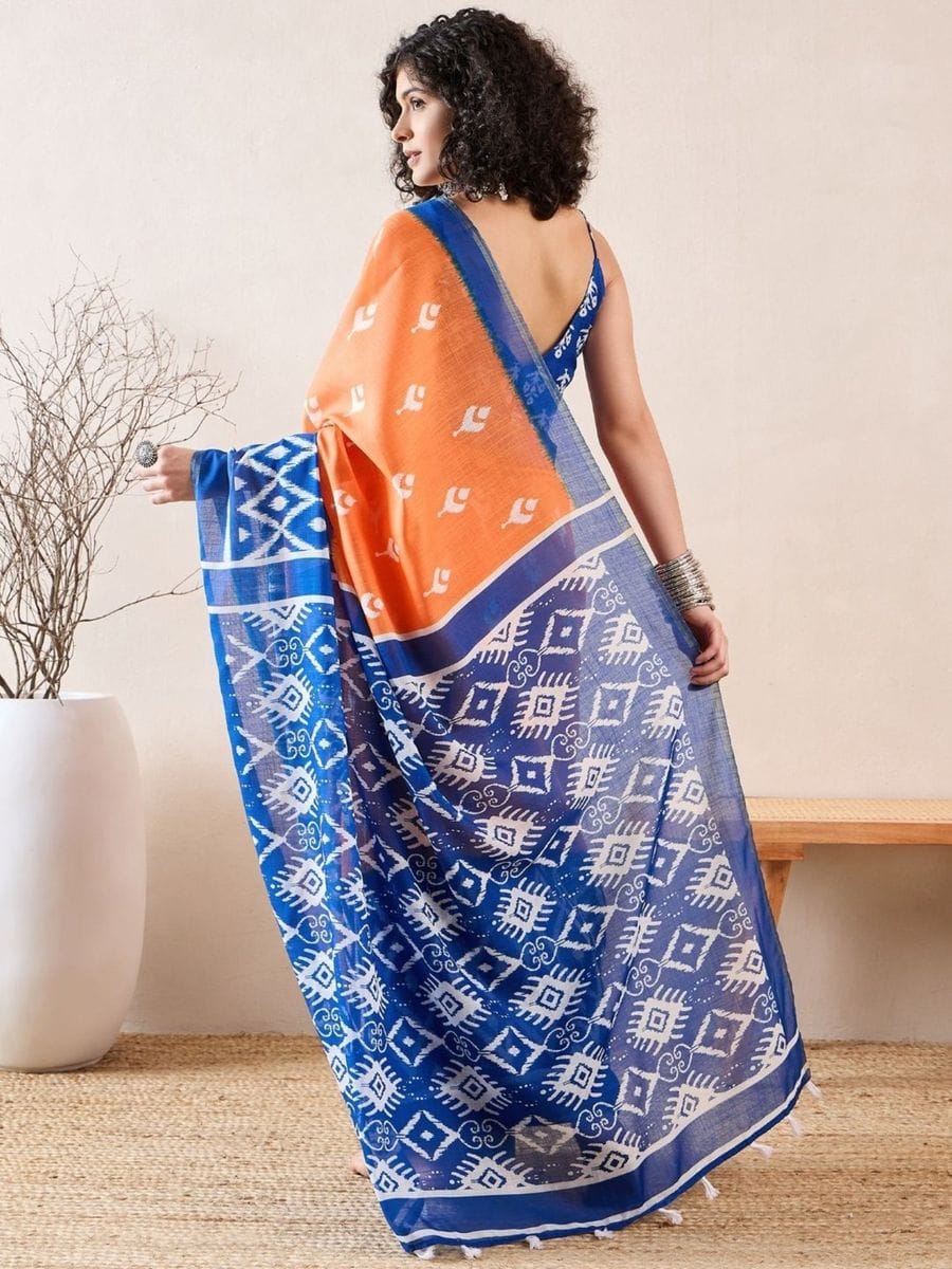 One Minute Ready To Wear Ethnic Motifs Ikat With Pocket Saree