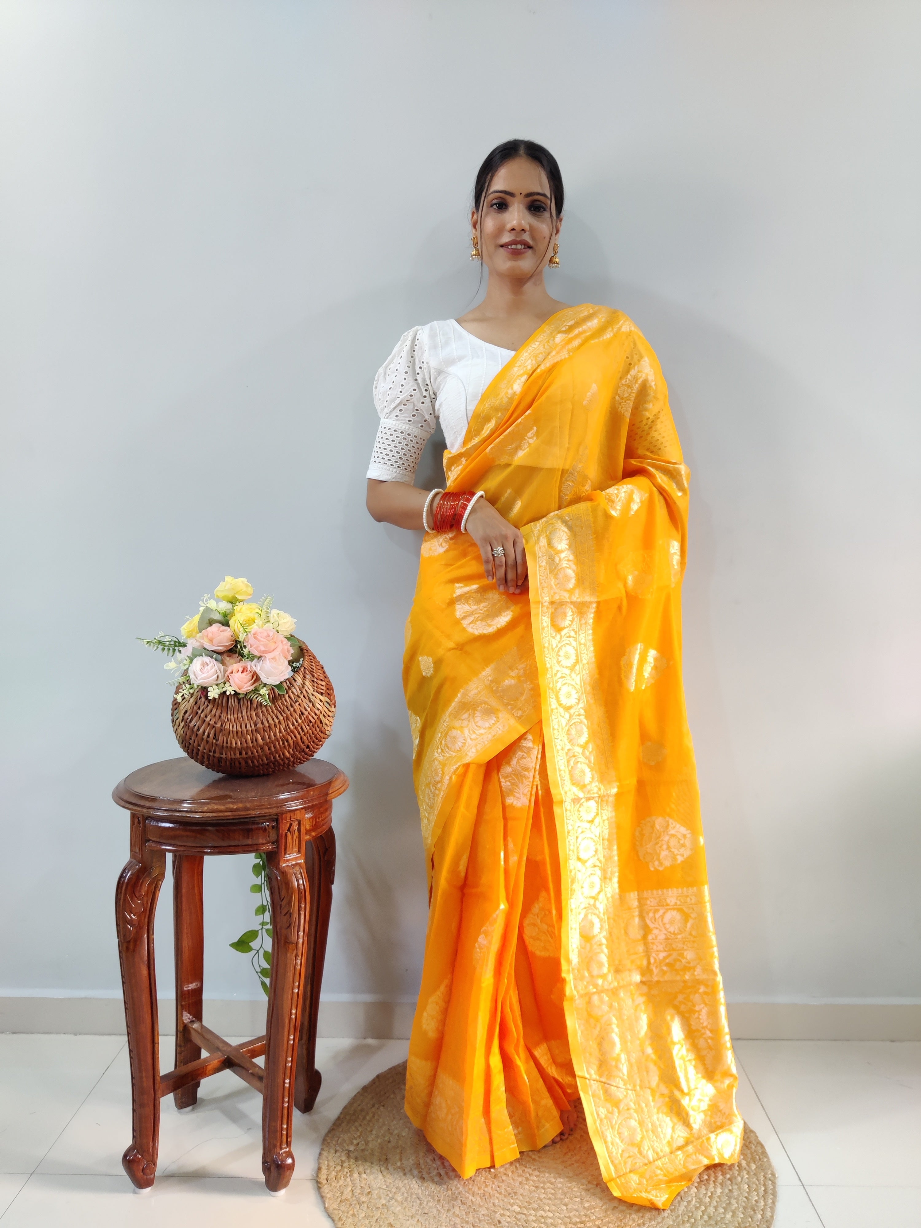 One Minute Ready To Wear Timeless Turquoise  Delight Saree