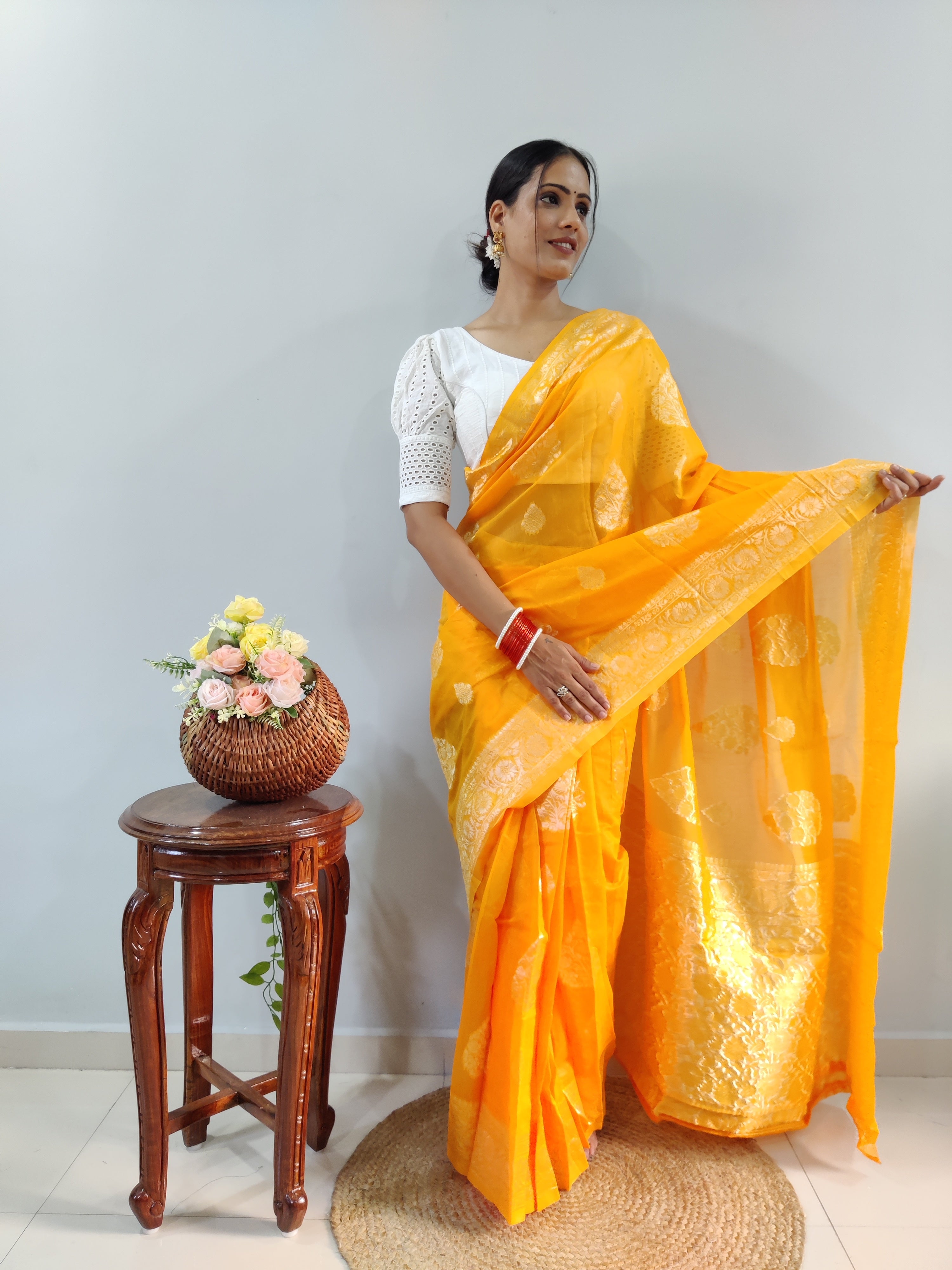 One Minute Ready To Wear Timeless Turquoise  Delight Saree
