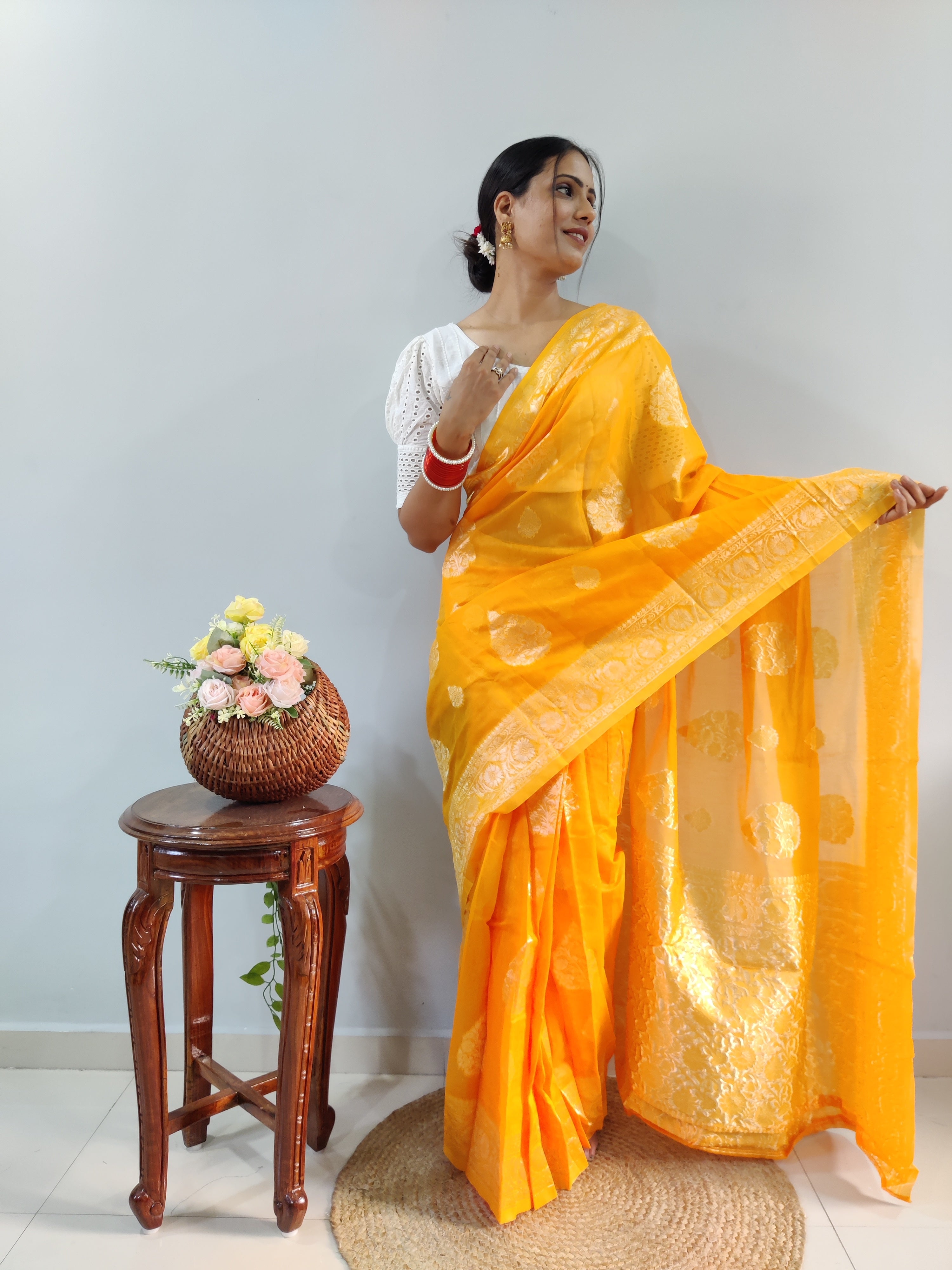 One Minute Ready To Wear Timeless Turquoise  Delight Saree