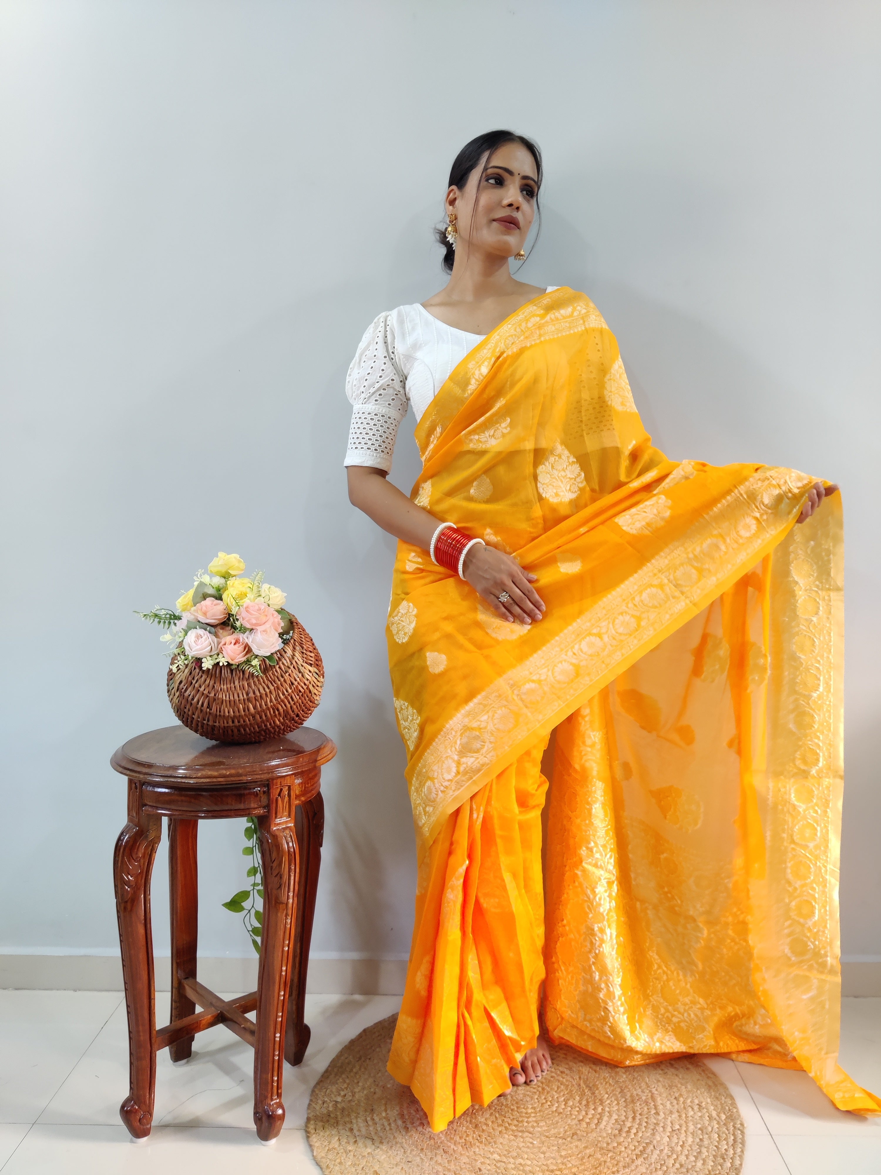 One Minute Ready To Wear Timeless Turquoise  Delight Saree