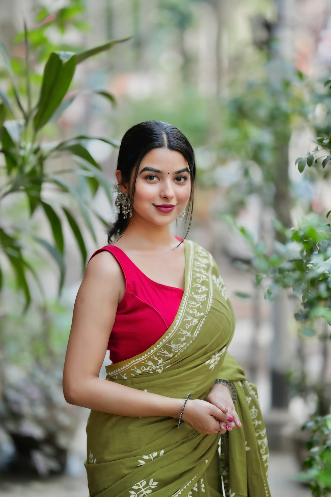 One Minute Ready To Wear Green Color Mulmul Cotton With Pocket Saree
