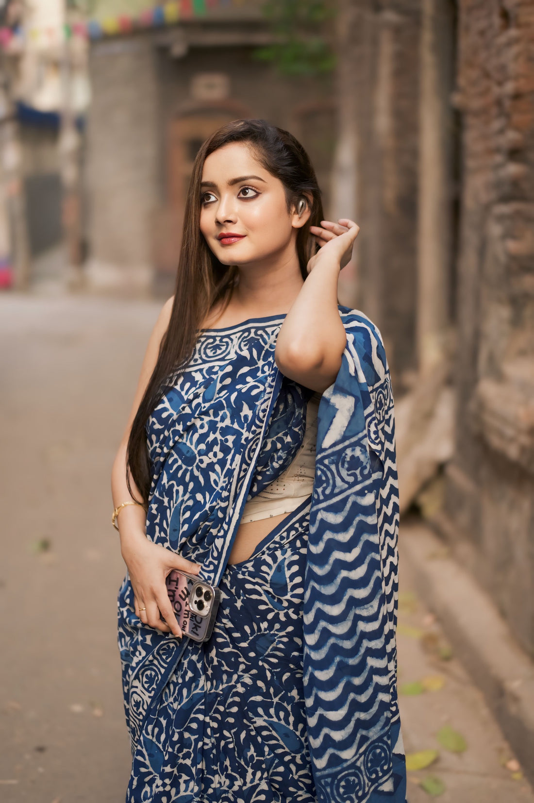 One Minute Ready To Wear Ephemeral Blue Cotton Saree