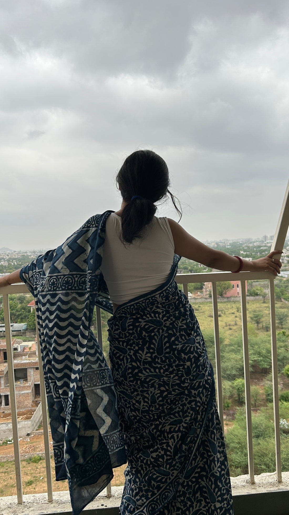 One Minute Ready To Wear Ephemeral Blue Cotton Saree