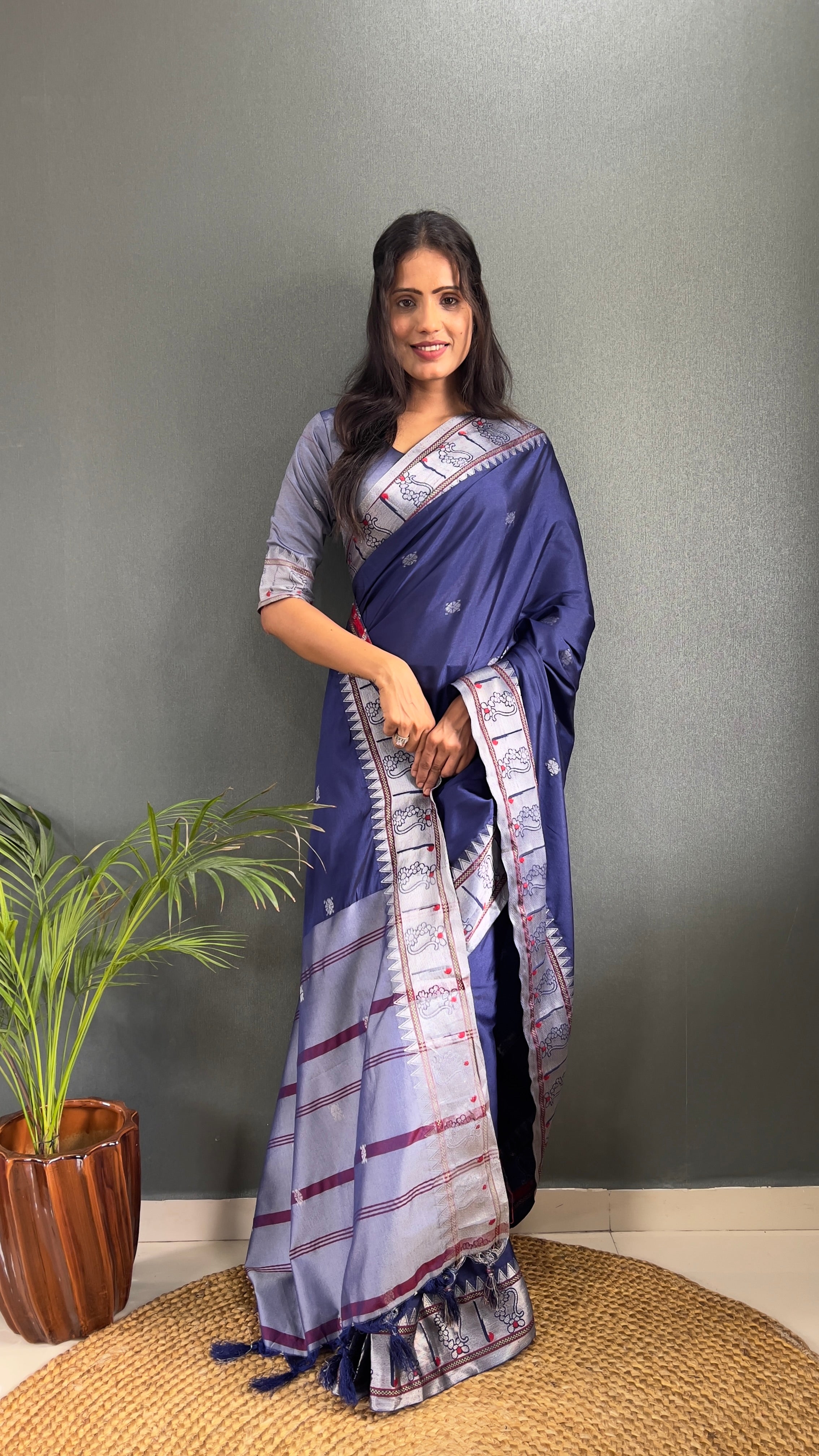 One Minute Ready To Wear Royal Orchid Soft Georgette Silk Saree