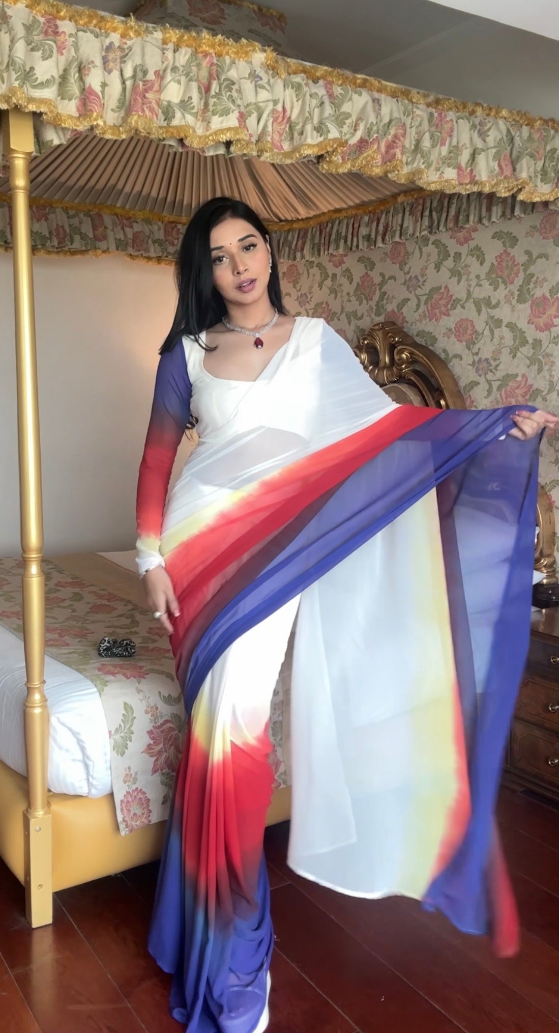 One Minute Ready To Wear Drapery Colorful Grace  Elegance Saree
