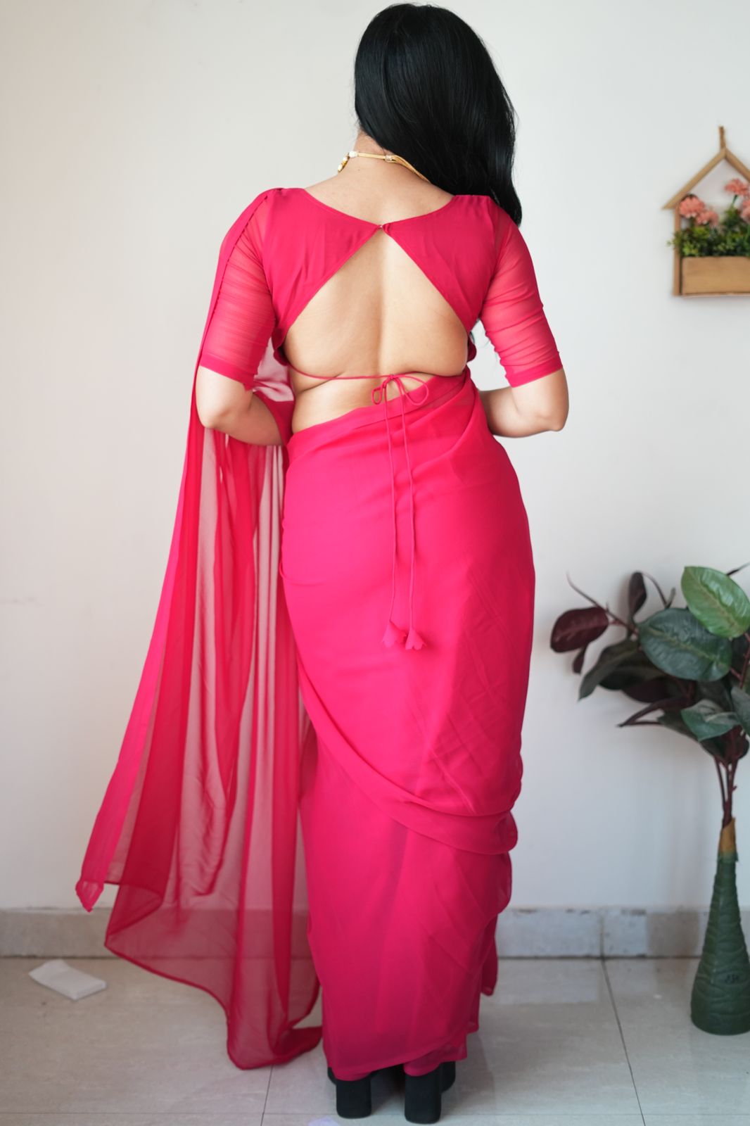 One Minute Ready To Wear Pure Georgette Silk Elegant Embrace Saree