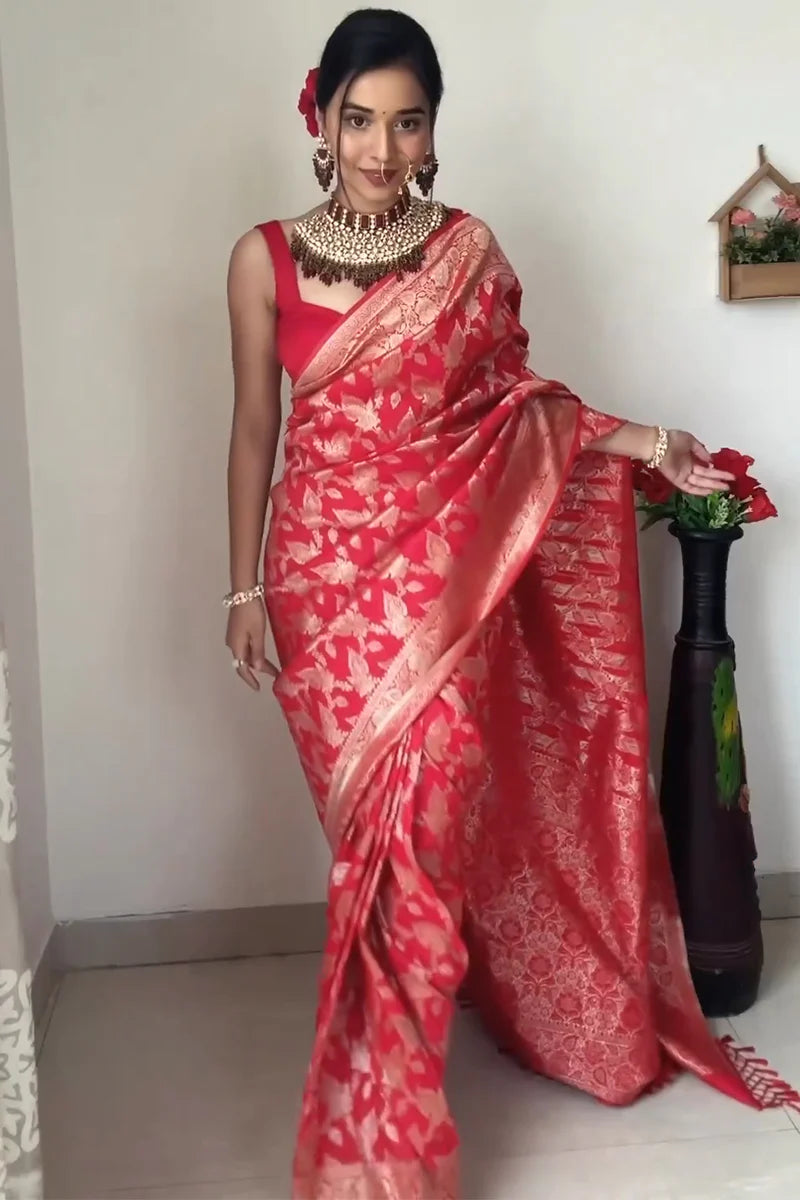 One Minute Ready To Wear Scarlet Grace Glow Saree