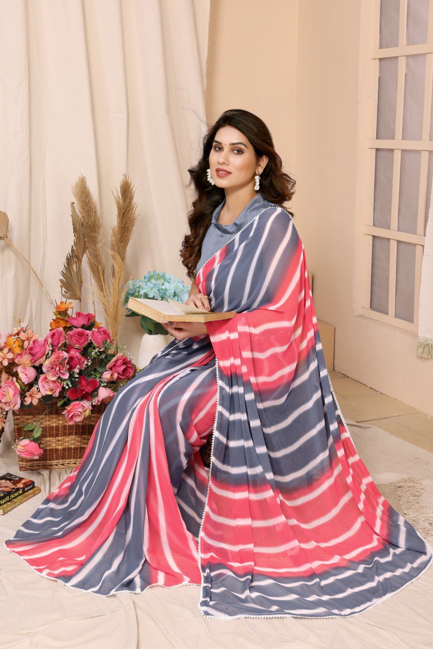 One Minute Ready To Wear Elegant Stripes Saree