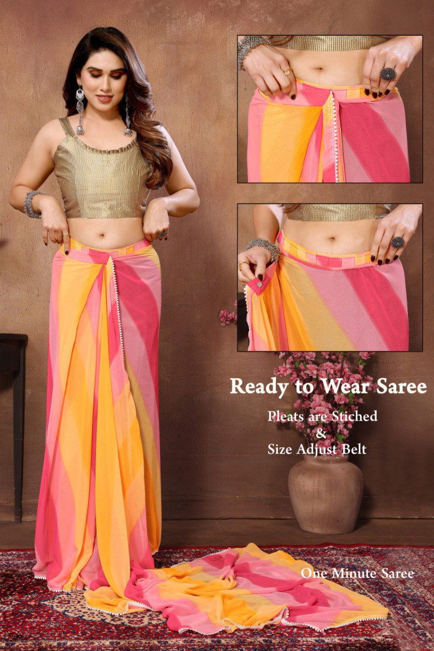 One Minute Ready To Wear Luminous Stripe Saree