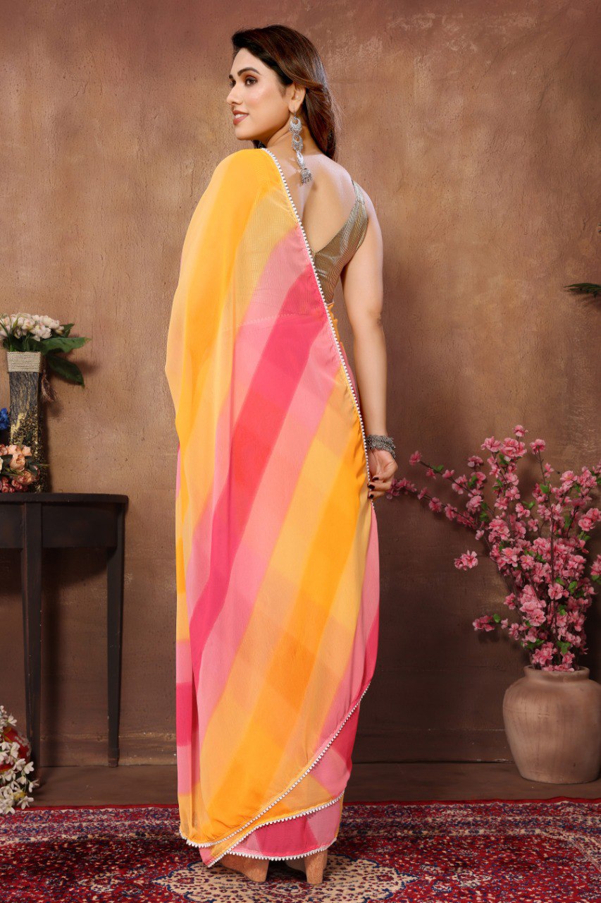 One Minute Ready To Wear Luminous Stripe Saree