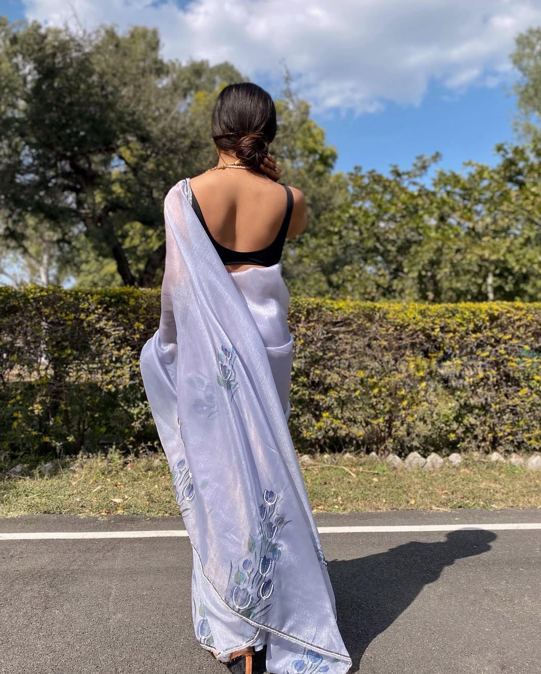 One Minute Ready To Wear Pure Soft Imported Organza Satin Silk Saree