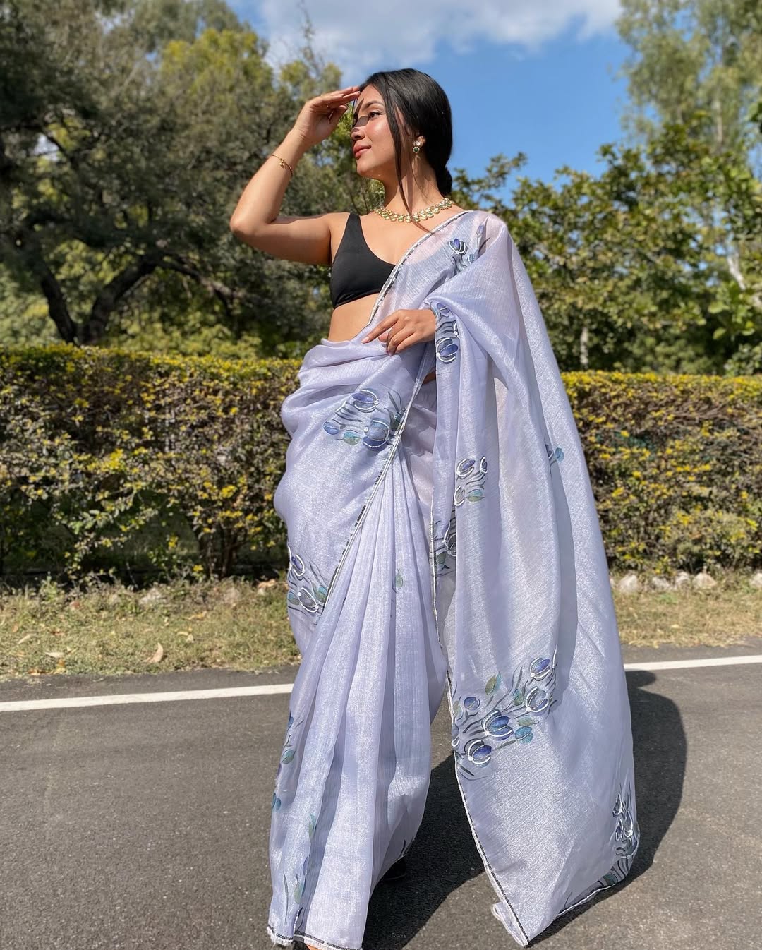 One Minute Ready To Wear Pure Soft Imported Organza Satin Silk Saree